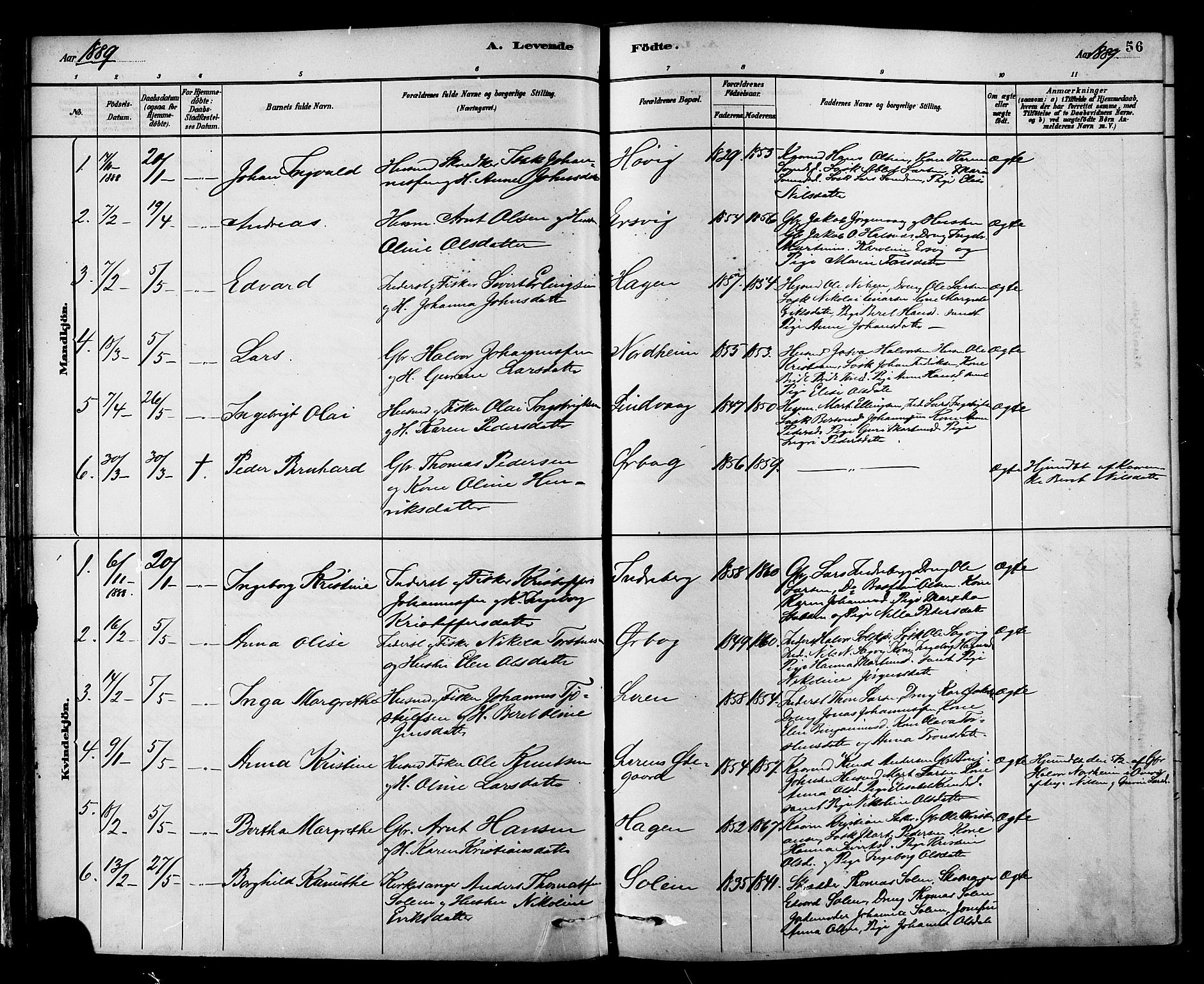 Ministerialprotokoller, klokkerbøker og fødselsregistre - Møre og Romsdal, AV/SAT-A-1454/577/L0896: Parish register (official) no. 577A03, 1880-1898, p. 56