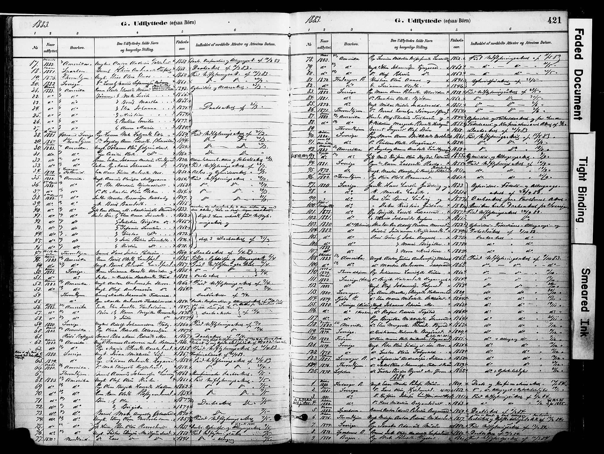Ministerialprotokoller, klokkerbøker og fødselsregistre - Nord-Trøndelag, AV/SAT-A-1458/723/L0244: Parish register (official) no. 723A13, 1881-1899, p. 421