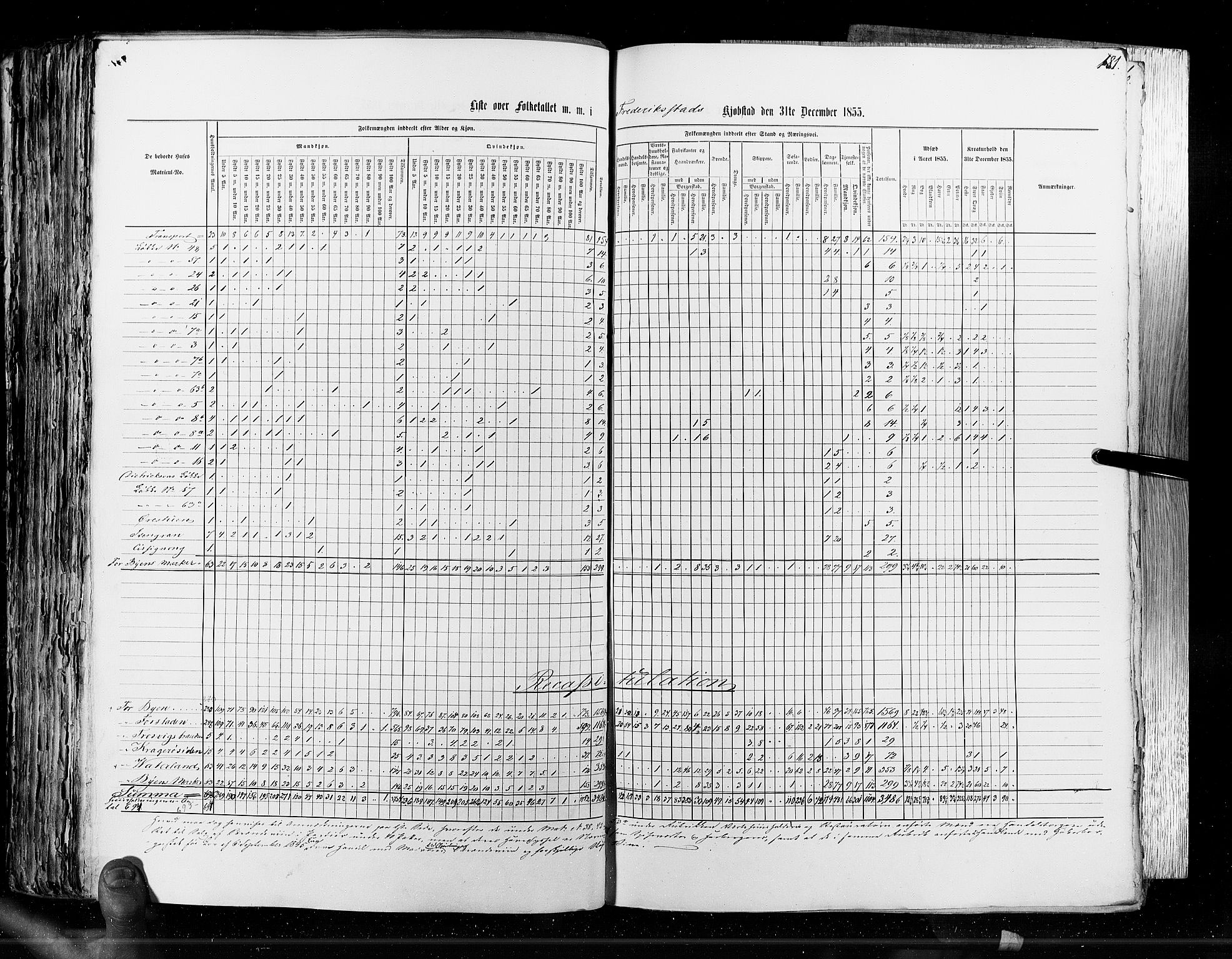 RA, Census 1855, vol. 7: Fredrikshald-Kragerø, 1855, p. 181