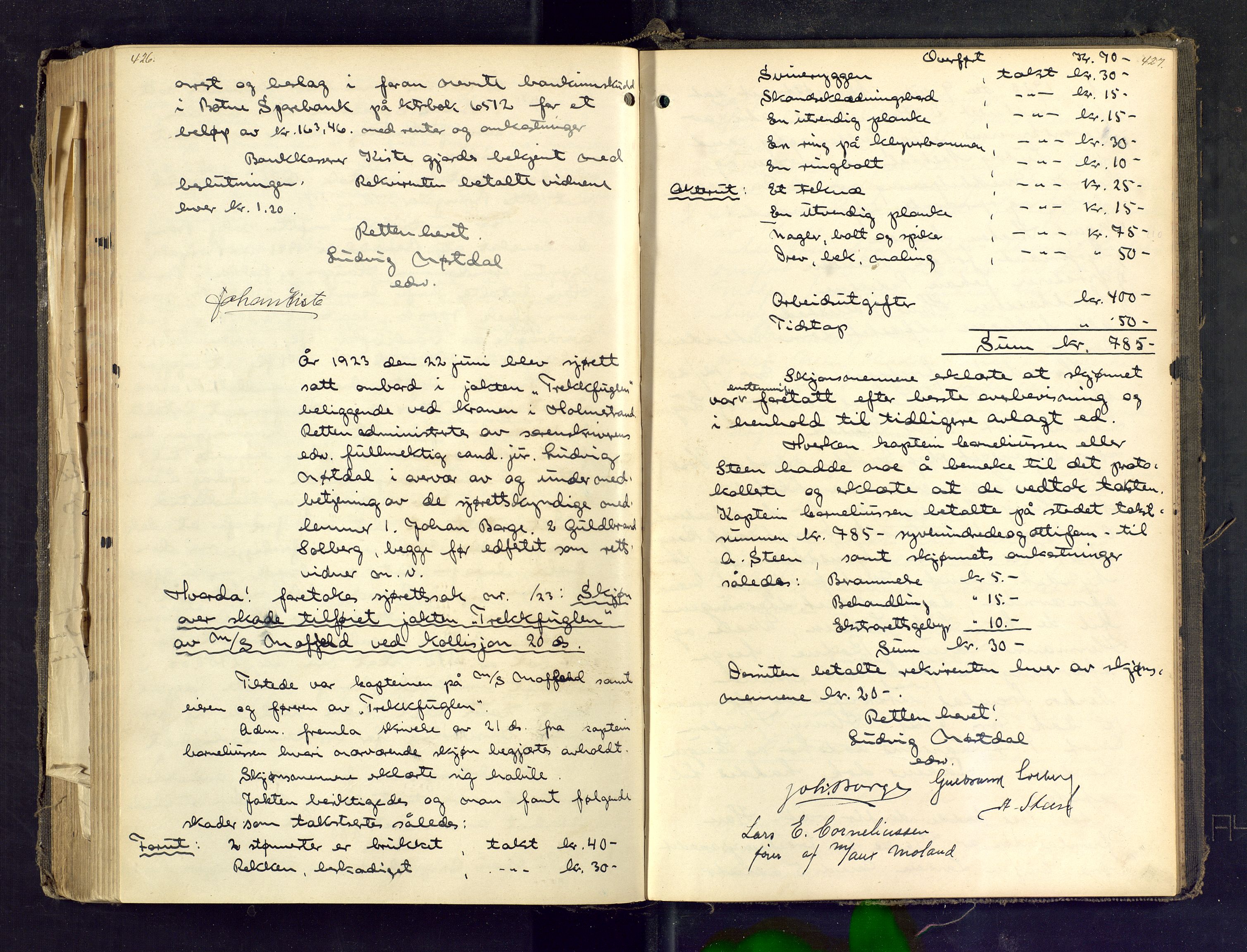 Holmestrand byfogd, AV/SAKO-A-223/F/Fc/L0011: Ekstrarettsprotokoll, 1885-1928, p. 426-427