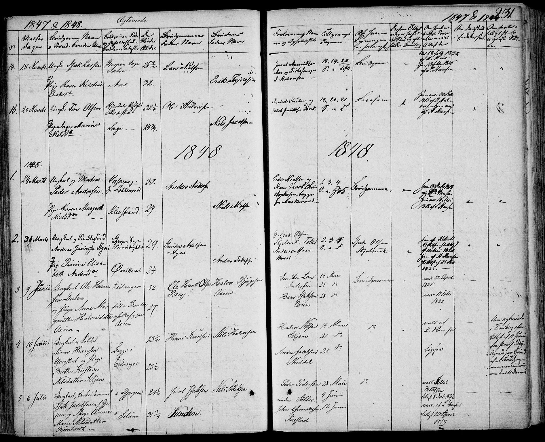 Eidanger kirkebøker, SAKO/A-261/F/Fa/L0008: Parish register (official) no. 8, 1831-1858, p. 231