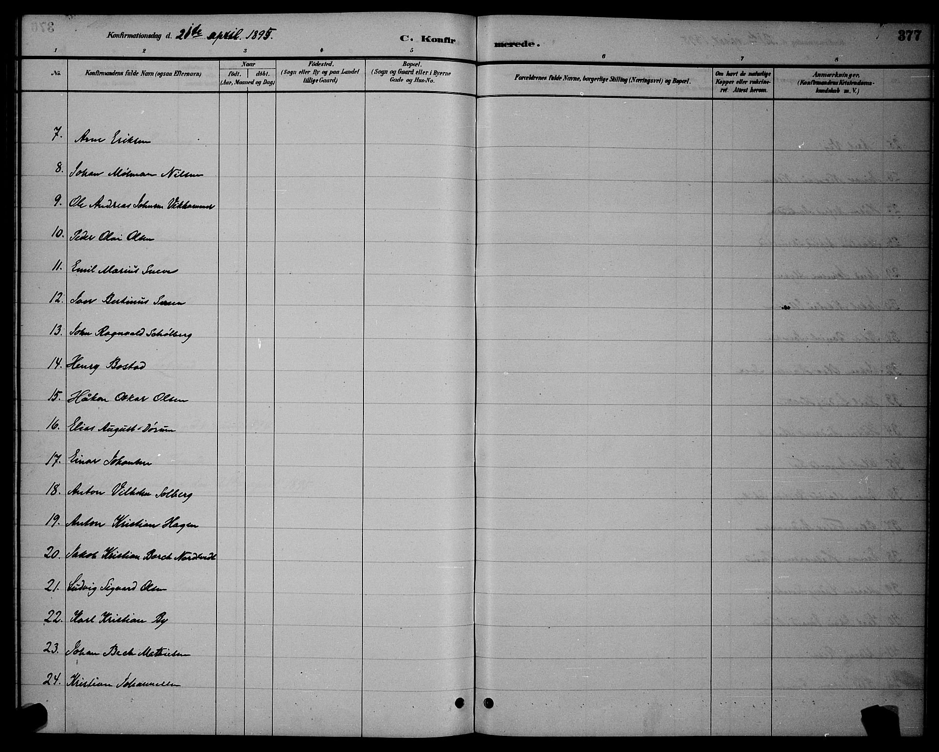 Ministerialprotokoller, klokkerbøker og fødselsregistre - Sør-Trøndelag, SAT/A-1456/604/L0222: Parish register (copy) no. 604C05, 1886-1895, p. 377