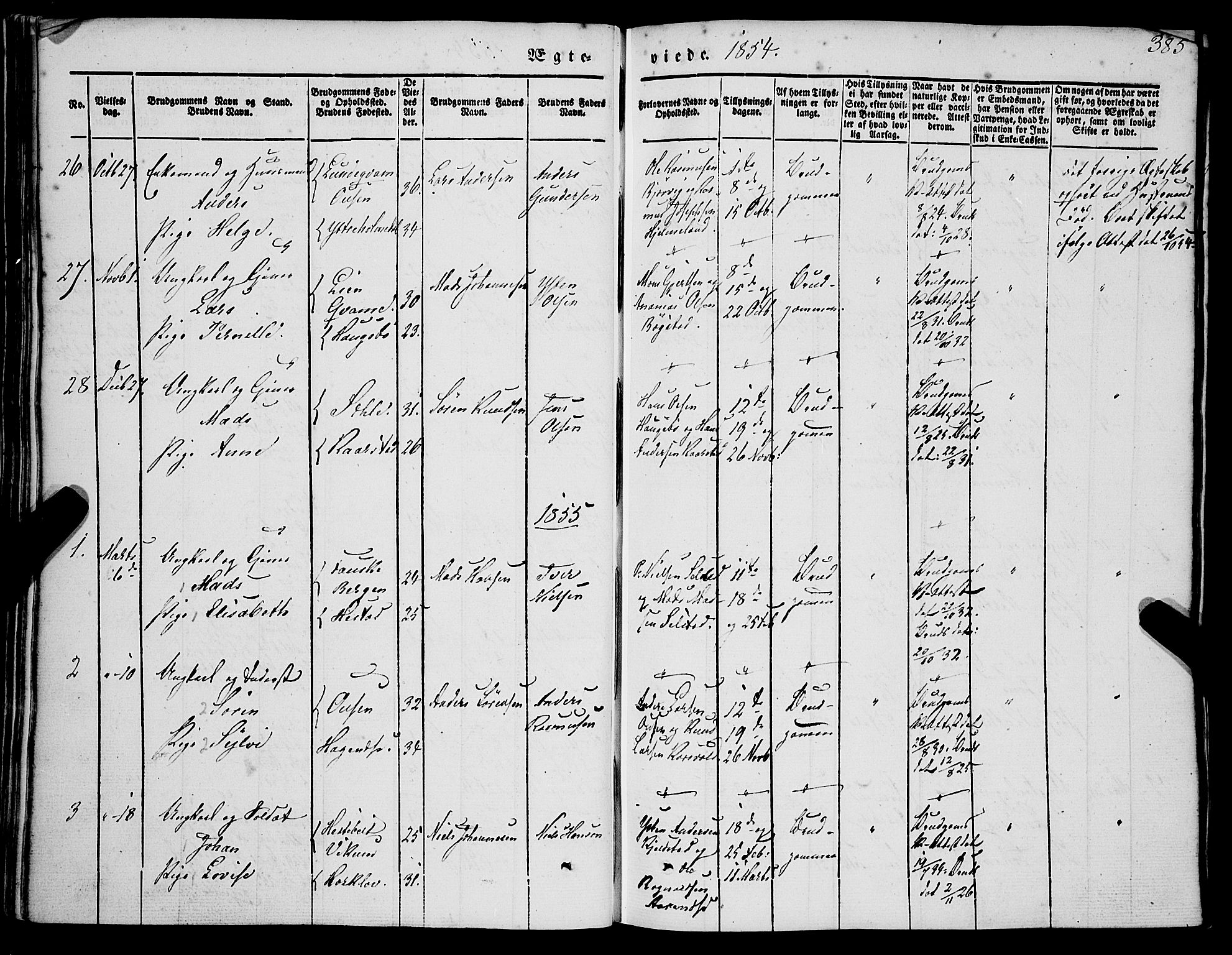 Gaular sokneprestembete, AV/SAB-A-80001/H/Haa: Parish register (official) no. A 4II, 1841-1859, p. 385