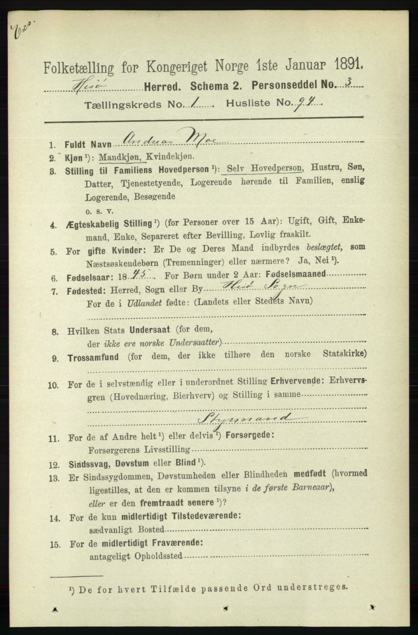 RA, Census 1891 for Nedenes amt: Gjenparter av personsedler for beslektede ektefeller, menn, 1891, p. 590