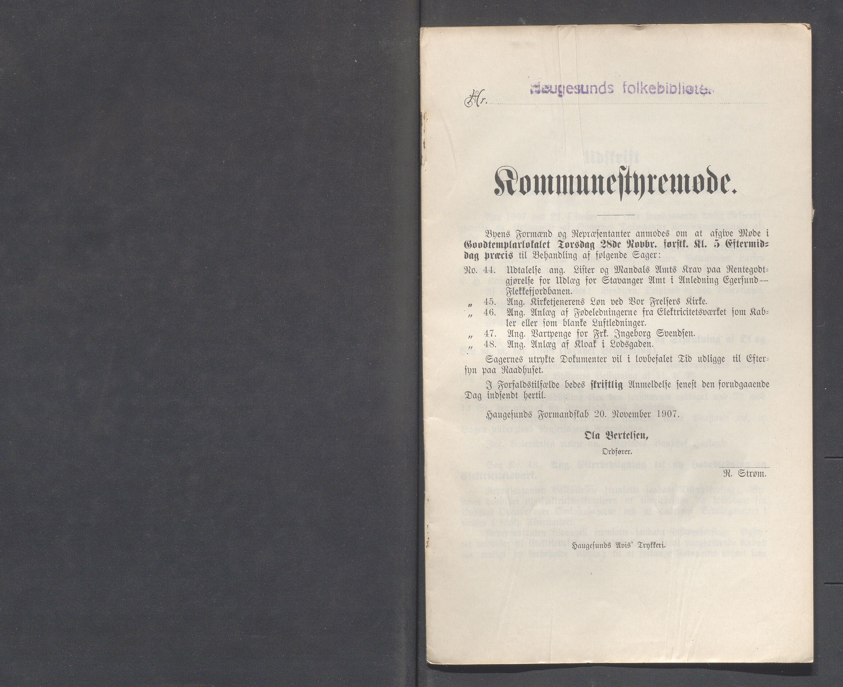 Haugesund kommune - Formannskapet og Bystyret, IKAR/A-740/A/Abb/L0001: Bystyreforhandlinger, 1889-1907, p. 983