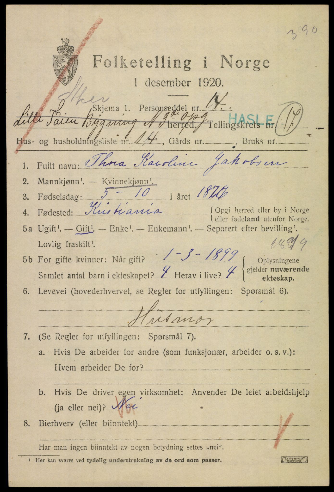 SAO, 1920 census for Aker, 1920, p. 106720
