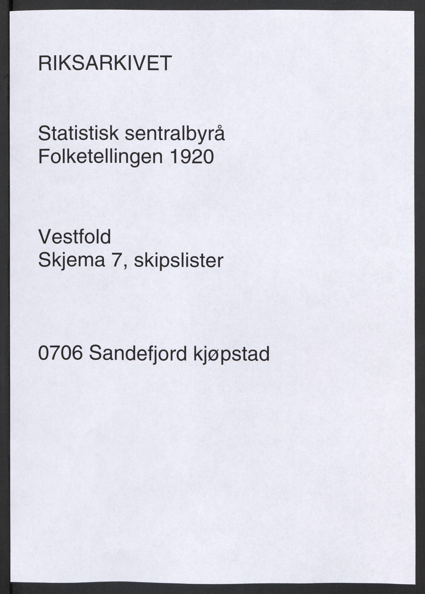 SAKO, 1920 census for Sandefjord, 1920, p. 15708