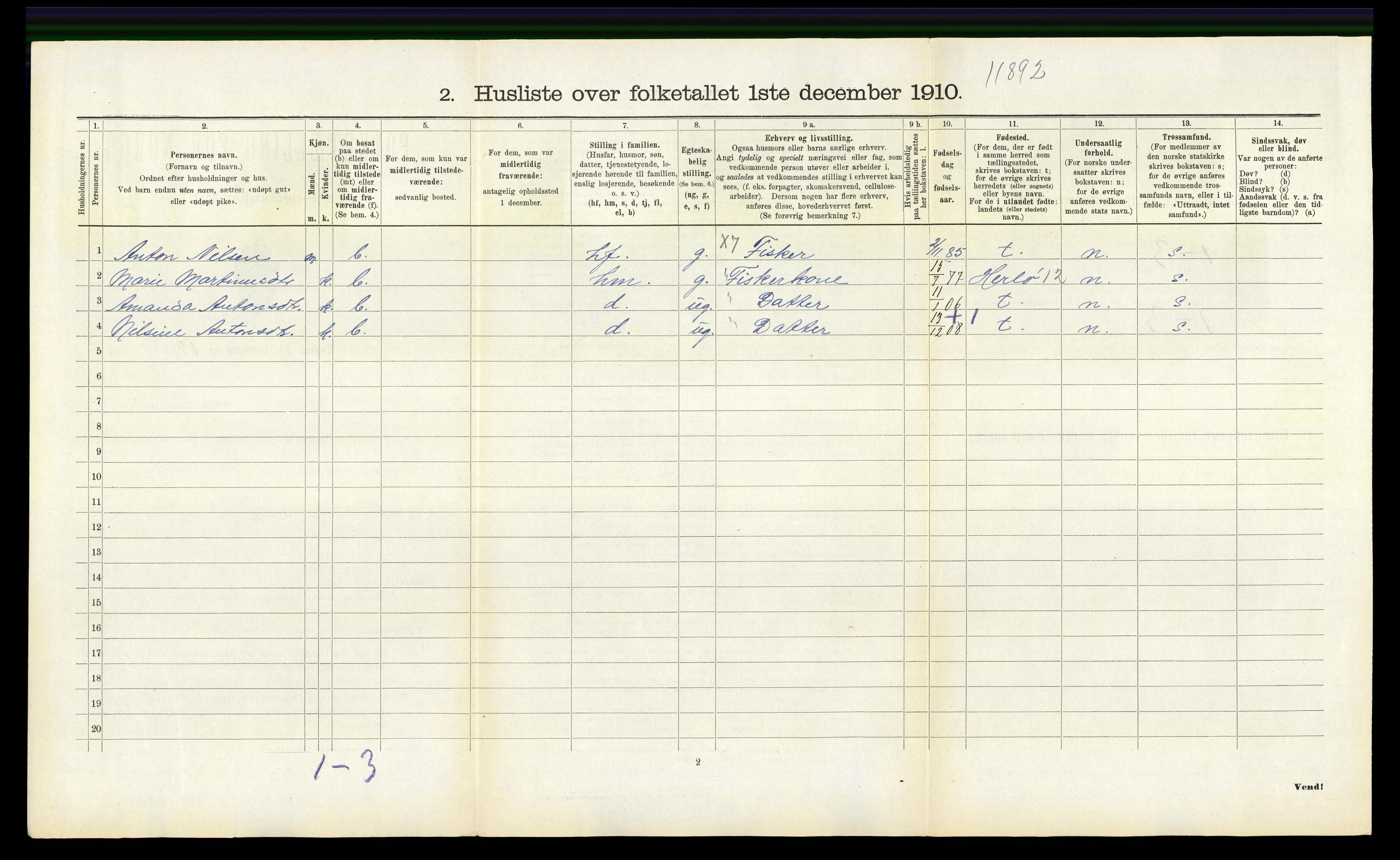 RA, 1910 census for Hjelme, 1910, p. 259