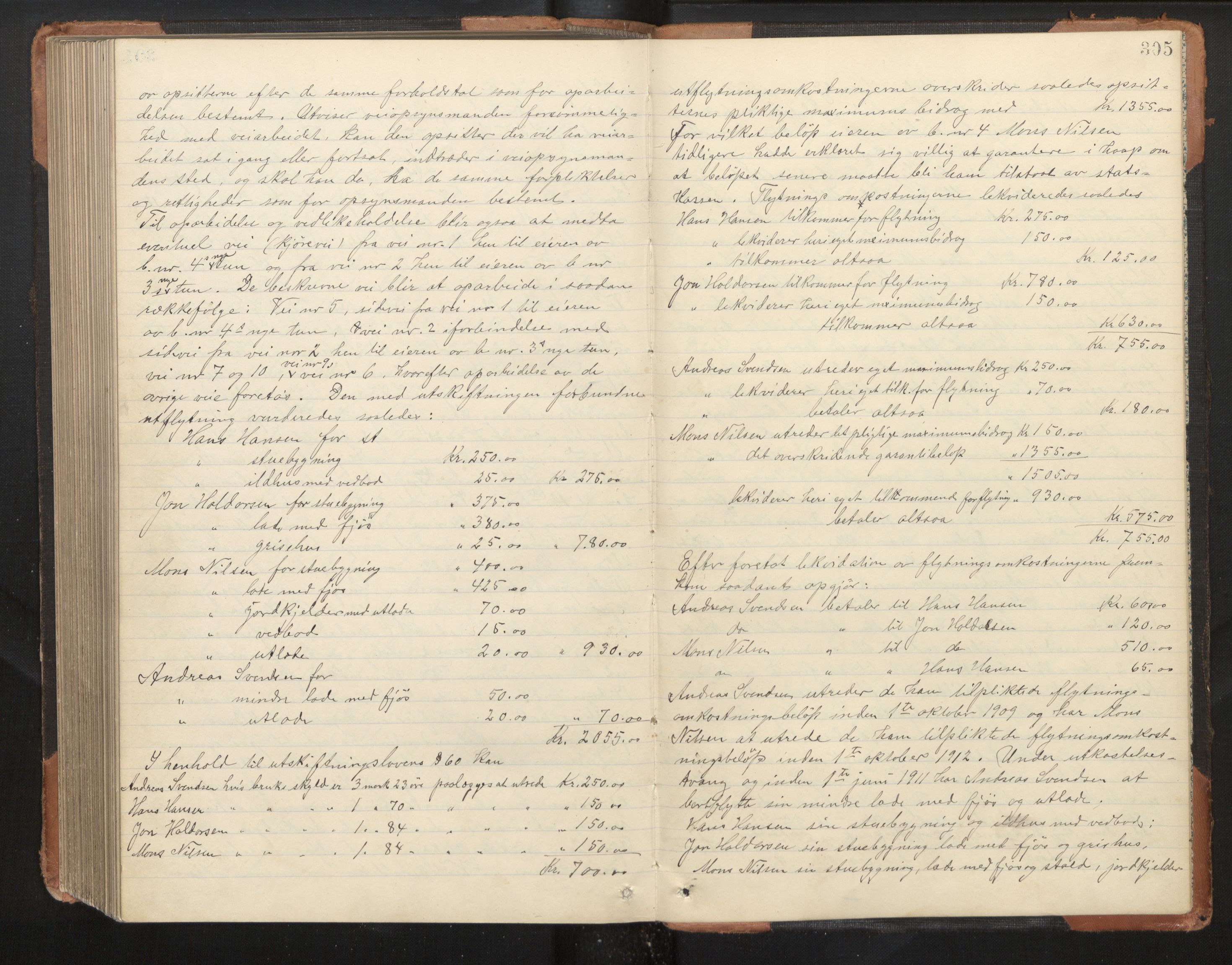 Hordaland jordskiftedøme - II Ytre Nordhordland jordskiftedistrikt, AV/SAB-A-6901/A/Aa/L0011: Forhandlingsprotokoll, 1903-1908, p. 304b-305a