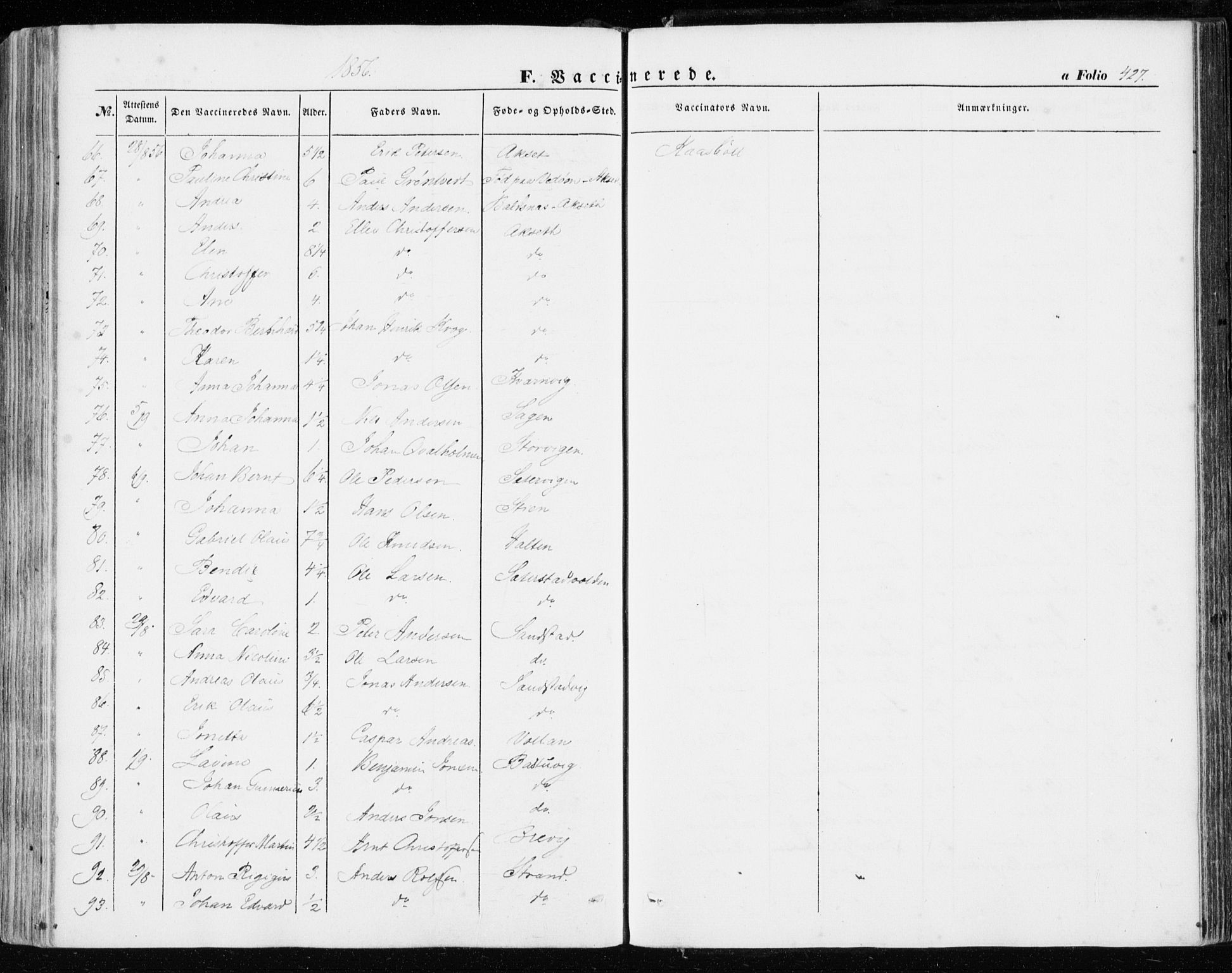 Ministerialprotokoller, klokkerbøker og fødselsregistre - Sør-Trøndelag, AV/SAT-A-1456/634/L0530: Parish register (official) no. 634A06, 1852-1860, p. 427