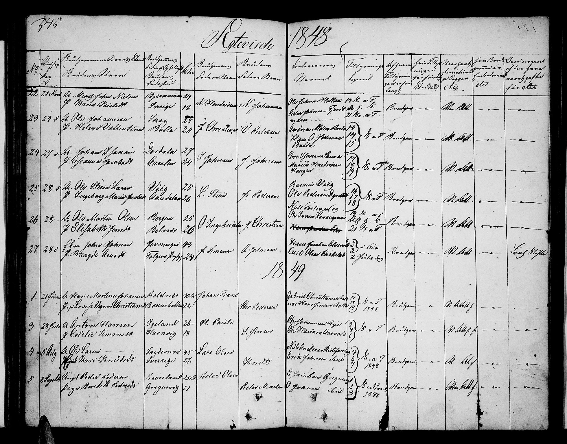 Ibestad sokneprestembete, AV/SATØ-S-0077/H/Ha/Hab/L0003klokker: Parish register (copy) no. 3, 1833-1852, p. 345