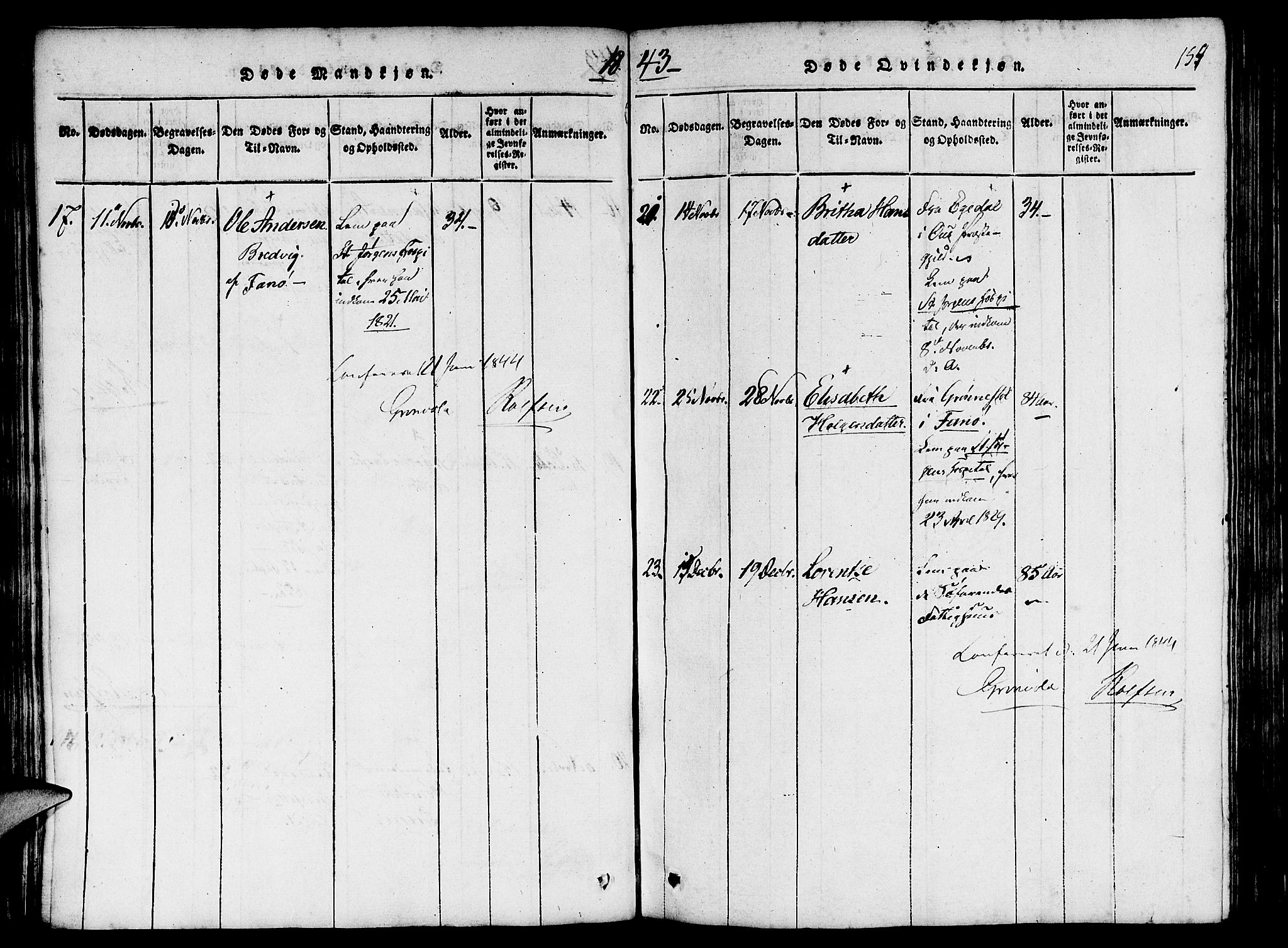 St. Jørgens hospital og Årstad sokneprestembete, AV/SAB-A-99934: Parish register (official) no. A 3, 1815-1843, p. 154