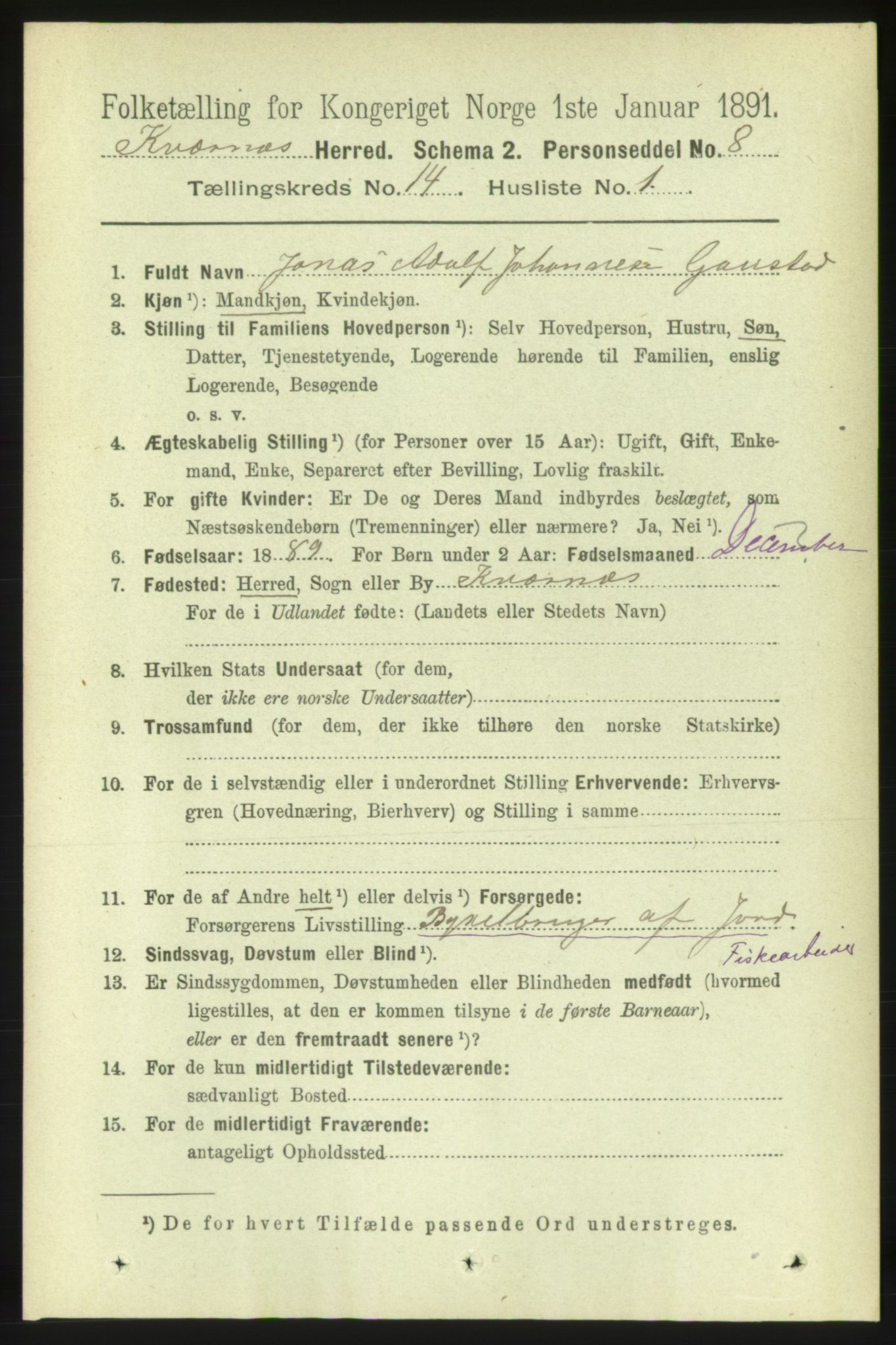 RA, 1891 census for 1553 Kvernes, 1891, p. 5729