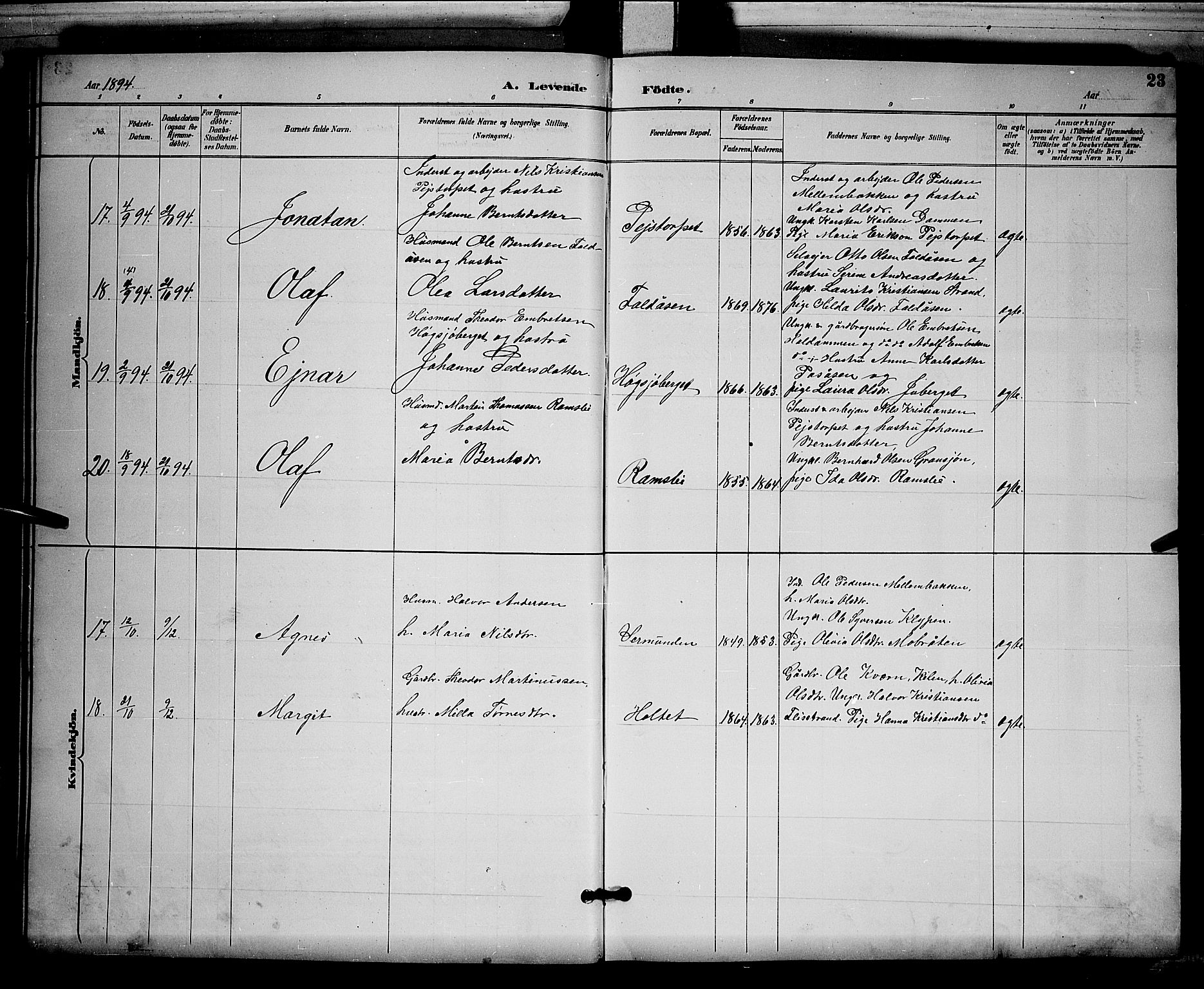 Åsnes prestekontor, AV/SAH-PREST-042/H/Ha/Hab/L0003: Parish register (copy) no. 3, 1890-1902, p. 23