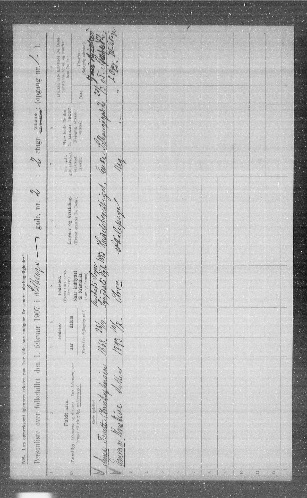 OBA, Municipal Census 1907 for Kristiania, 1907, p. 50774