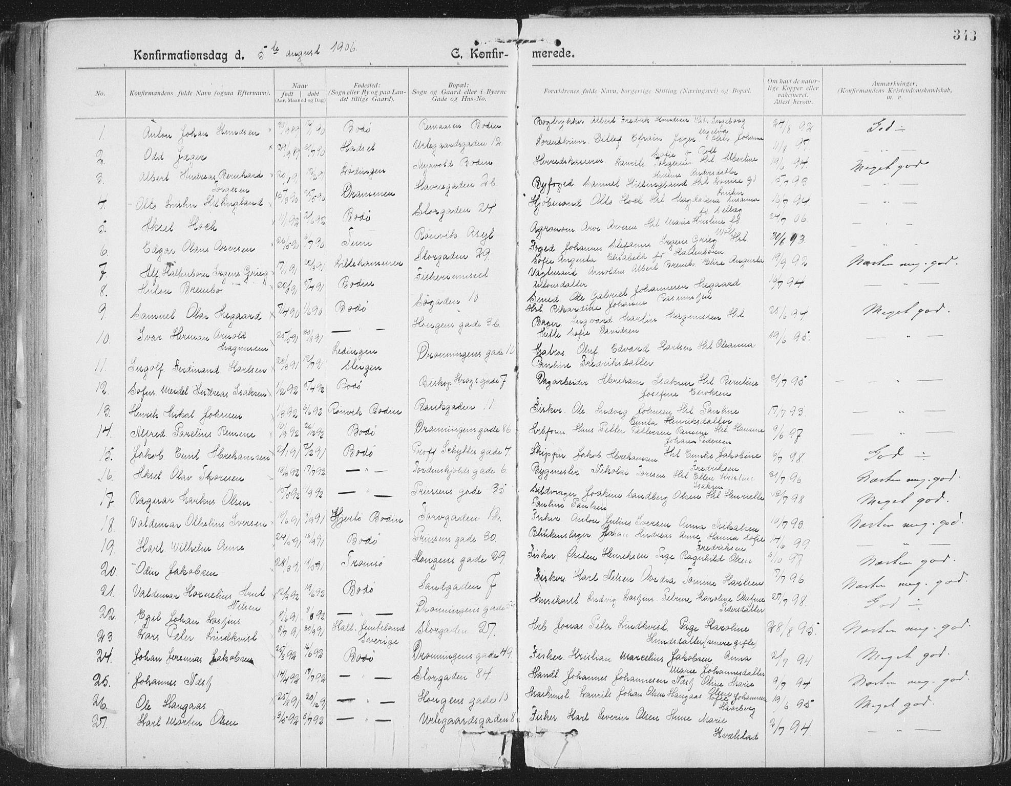 Ministerialprotokoller, klokkerbøker og fødselsregistre - Nordland, AV/SAT-A-1459/801/L0011: Parish register (official) no. 801A11, 1900-1916, p. 343