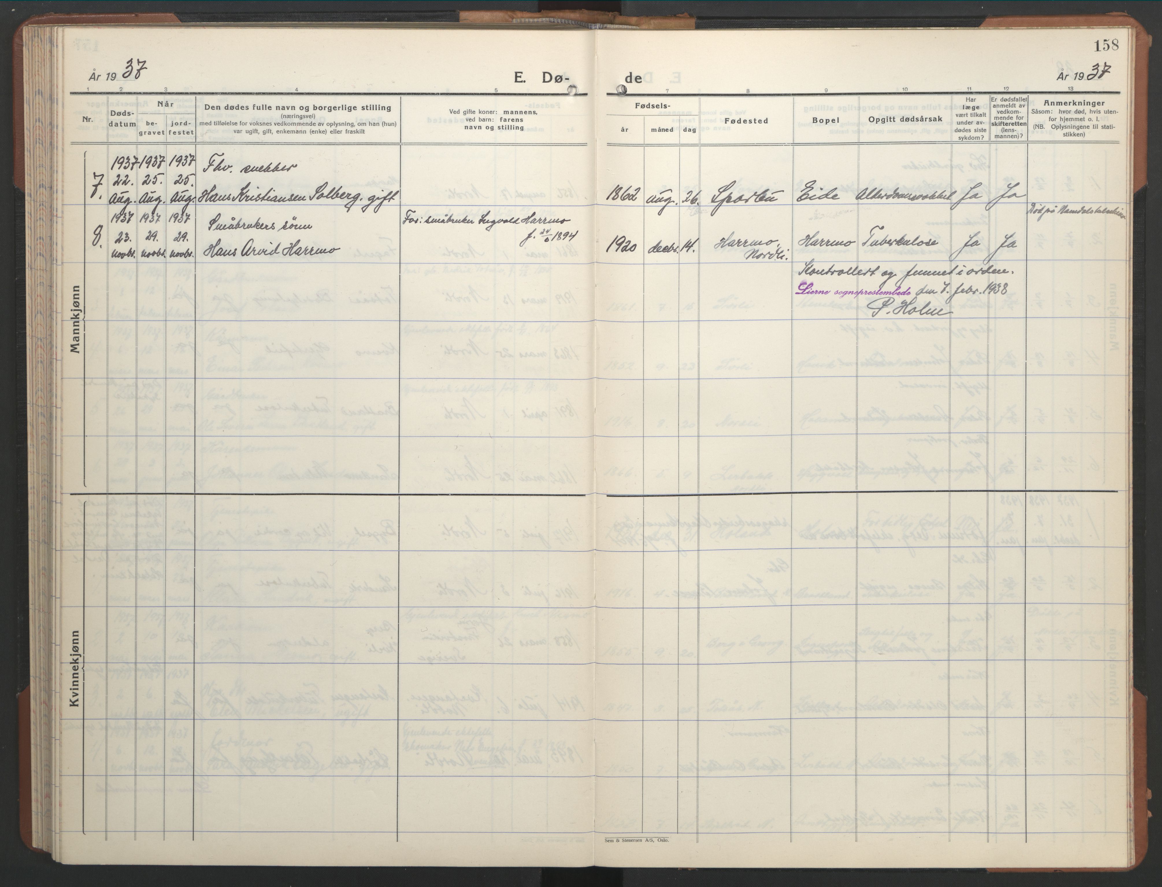 Ministerialprotokoller, klokkerbøker og fødselsregistre - Nord-Trøndelag, SAT/A-1458/755/L0500: Parish register (copy) no. 755C01, 1920-1962, p. 158