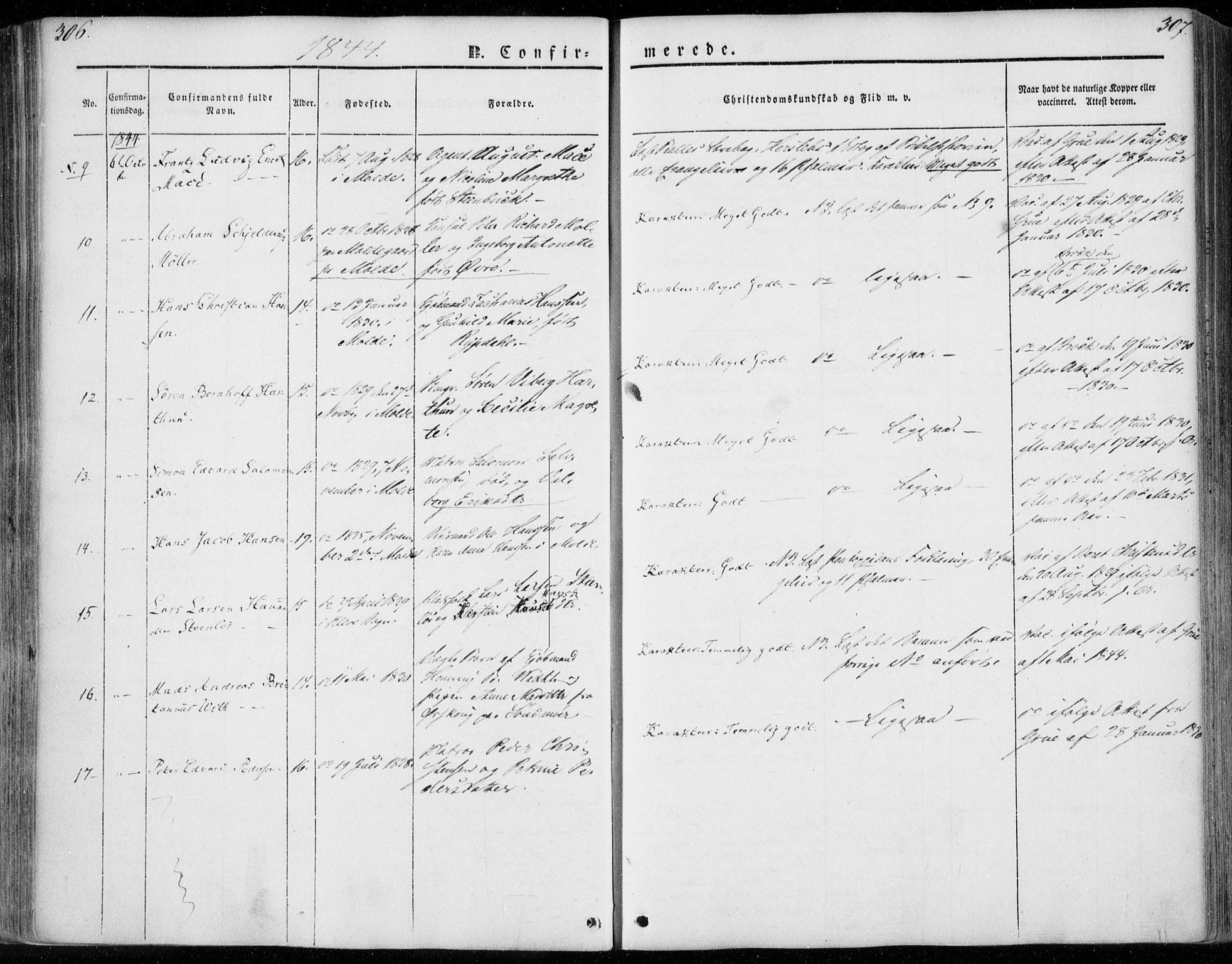 Ministerialprotokoller, klokkerbøker og fødselsregistre - Møre og Romsdal, SAT/A-1454/558/L0689: Parish register (official) no. 558A03, 1843-1872, p. 306-307