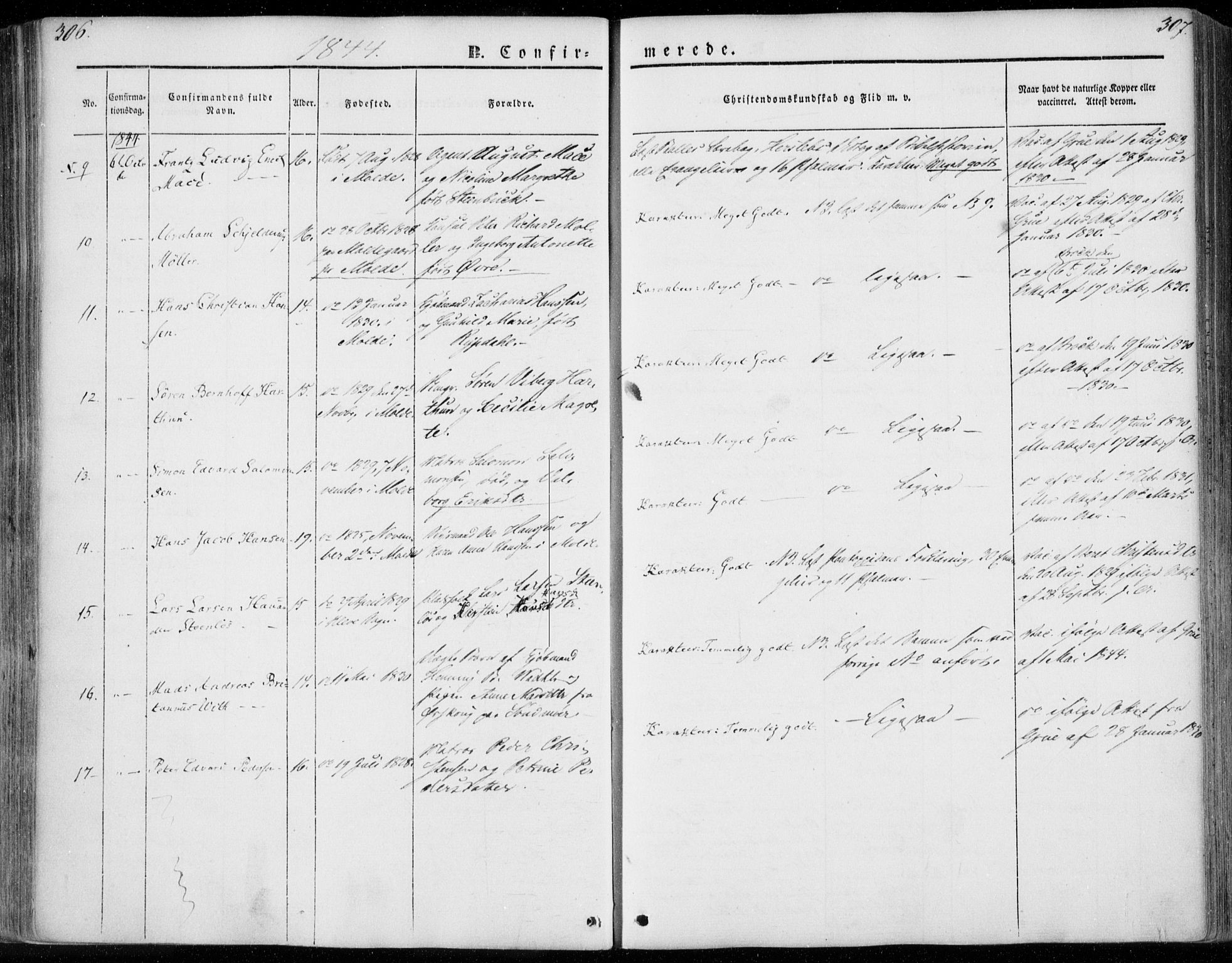 Ministerialprotokoller, klokkerbøker og fødselsregistre - Møre og Romsdal, AV/SAT-A-1454/558/L0689: Parish register (official) no. 558A03, 1843-1872, p. 306-307