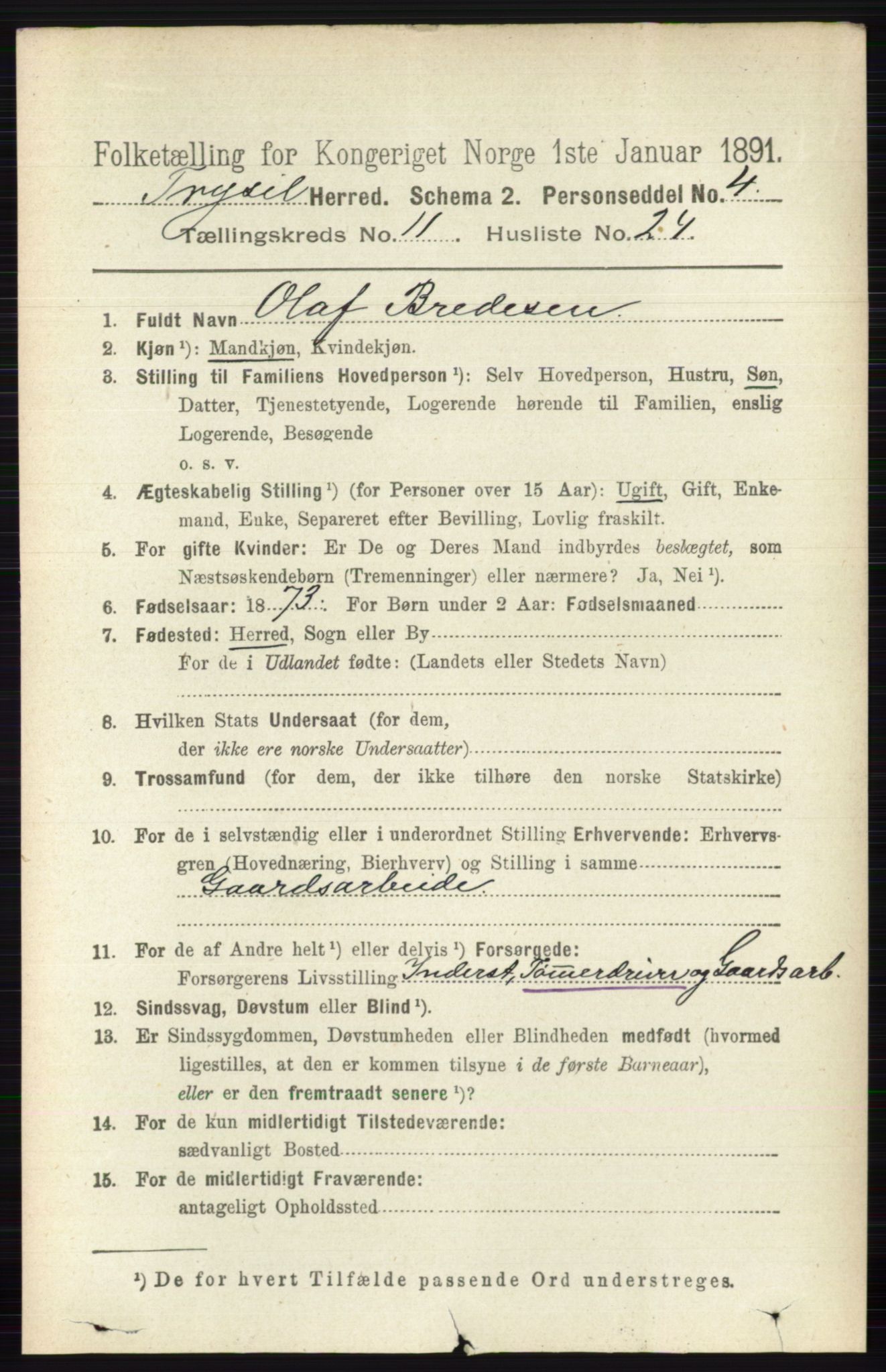 RA, 1891 census for 0428 Trysil, 1891, p. 5683