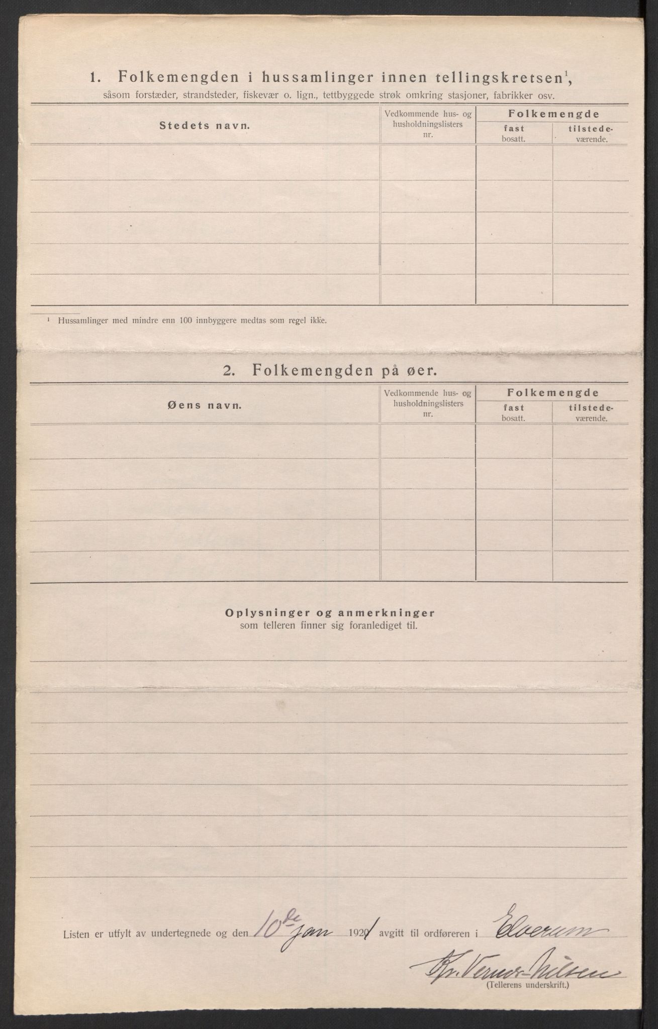 SAH, 1920 census for Elverum, 1920, p. 43