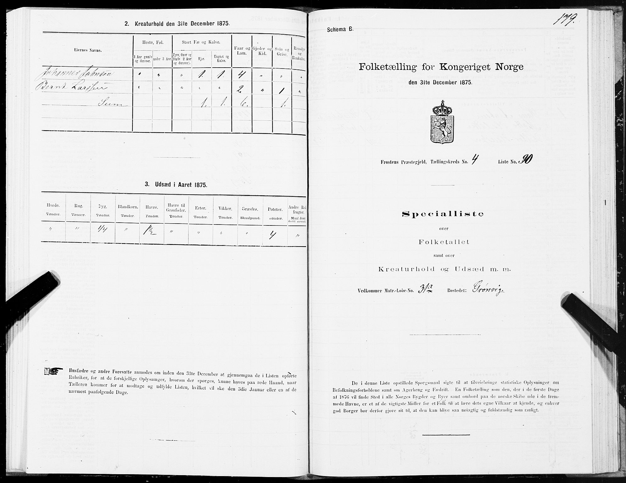 SAT, 1875 census for 1717P Frosta, 1875, p. 4179