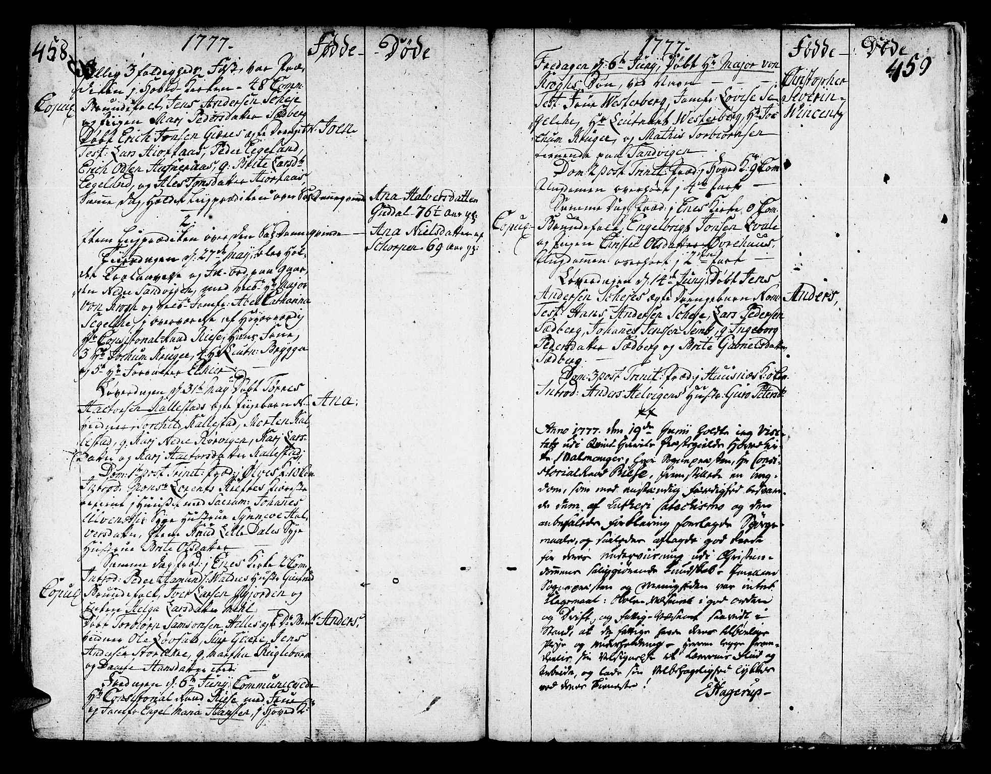 Kvinnherad sokneprestembete, AV/SAB-A-76401/H/Haa: Parish register (official) no. A 3, 1754-1777, p. 458-459