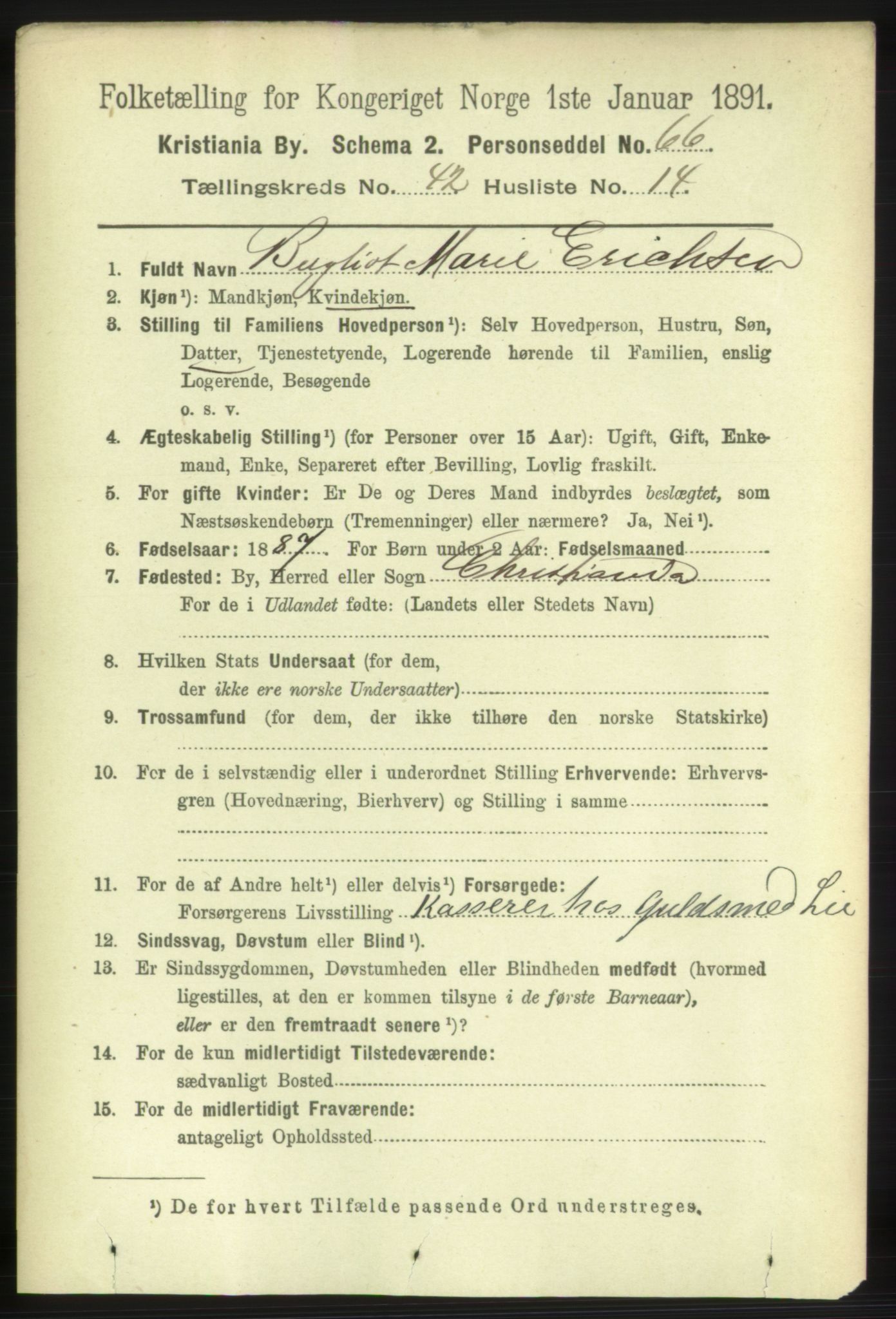 RA, 1891 census for 0301 Kristiania, 1891, p. 25493