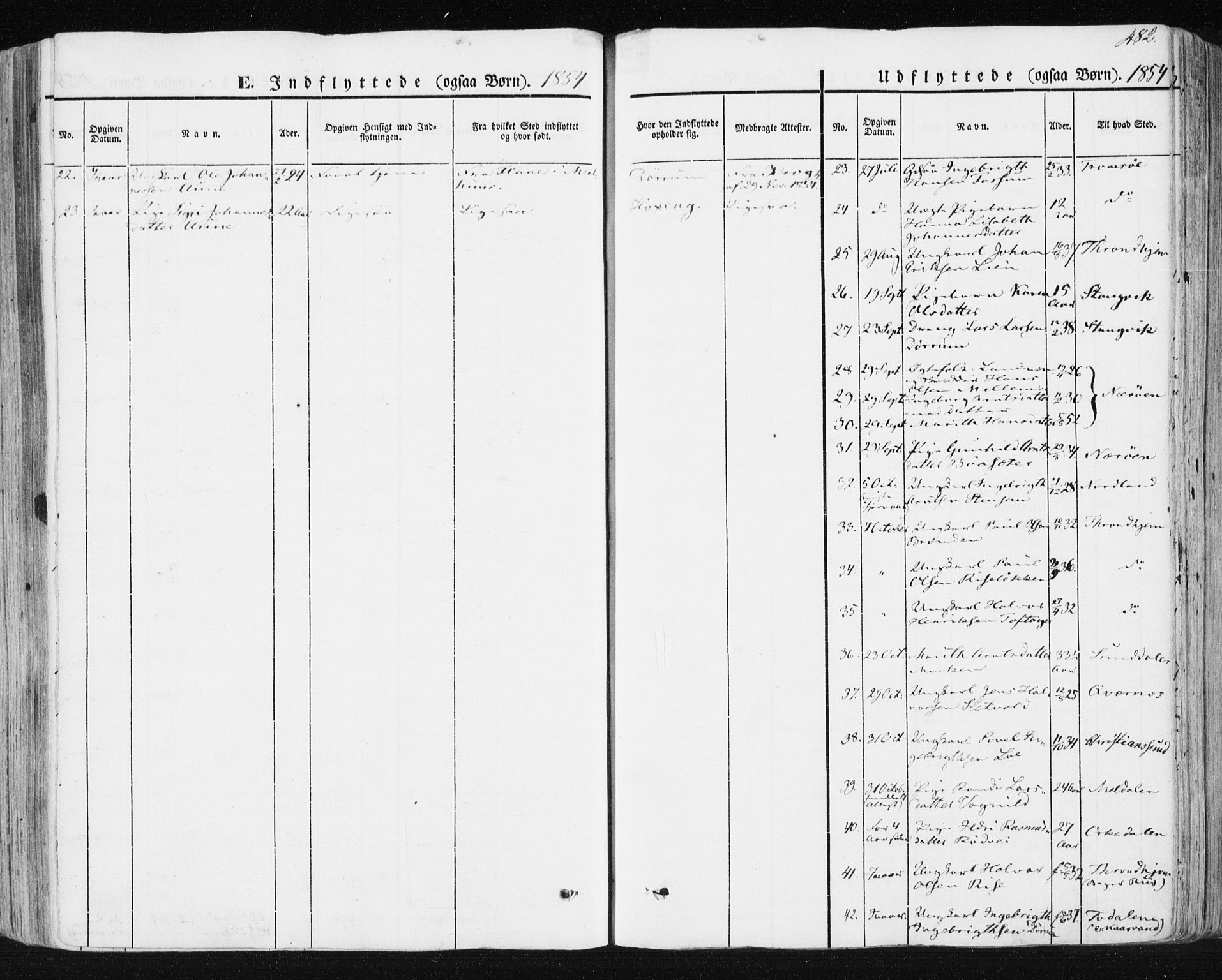 Ministerialprotokoller, klokkerbøker og fødselsregistre - Sør-Trøndelag, SAT/A-1456/678/L0899: Parish register (official) no. 678A08, 1848-1872, p. 482