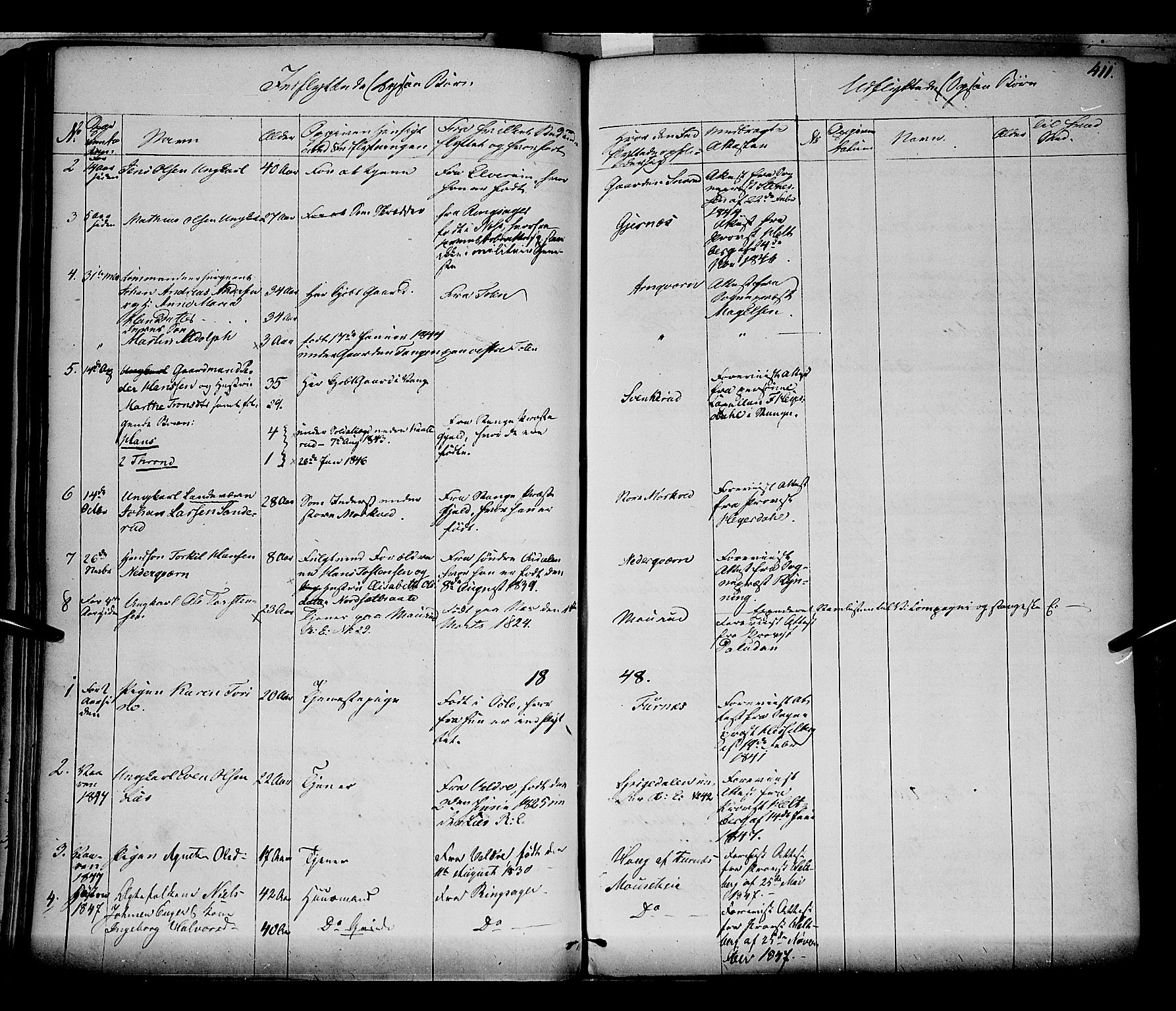 Vang prestekontor, Hedmark, SAH/PREST-008/H/Ha/Haa/L0010: Parish register (official) no. 10, 1841-1855, p. 411