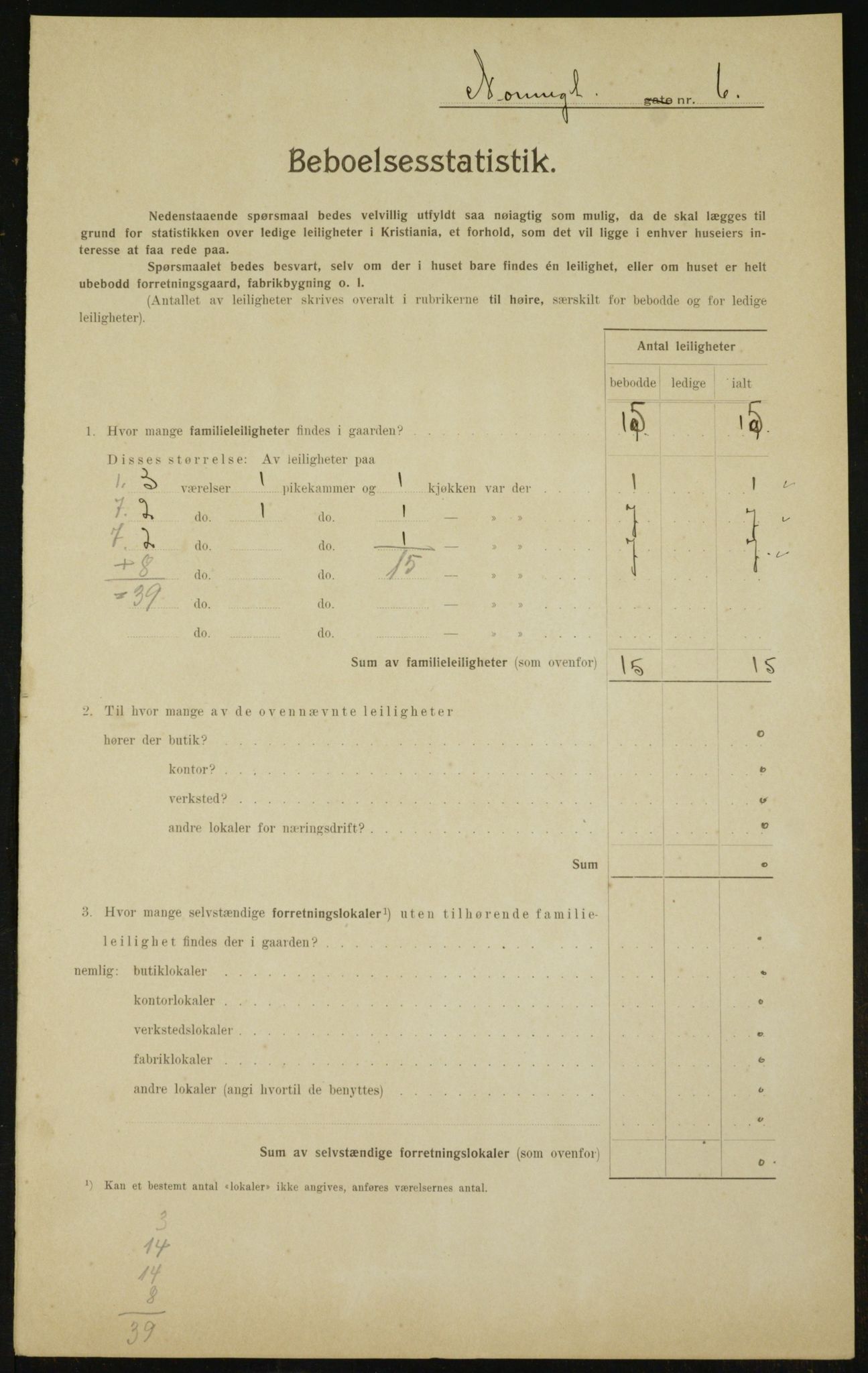 OBA, Municipal Census 1910 for Kristiania, 1910, p. 68965