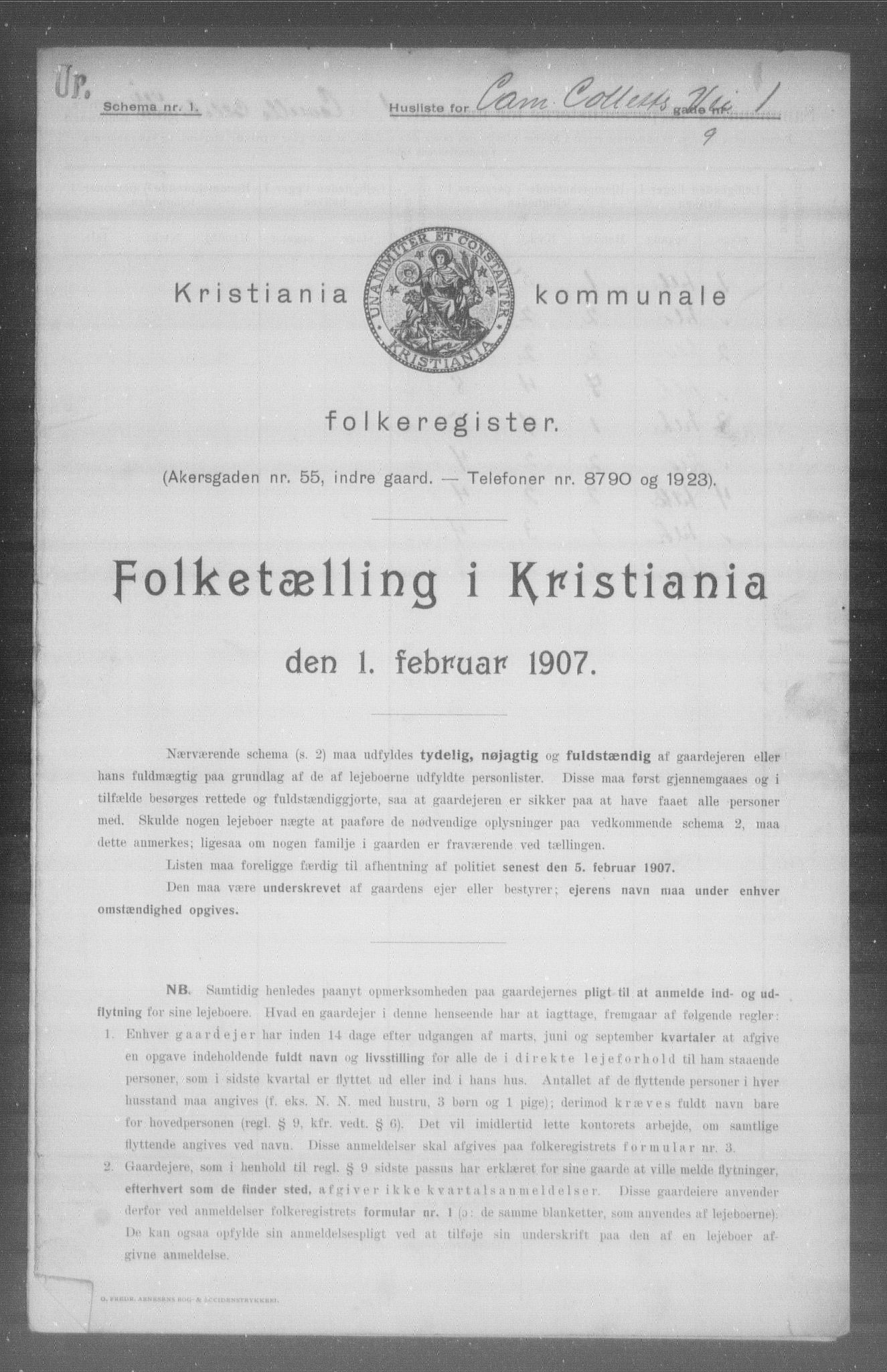 OBA, Municipal Census 1907 for Kristiania, 1907, p. 5938