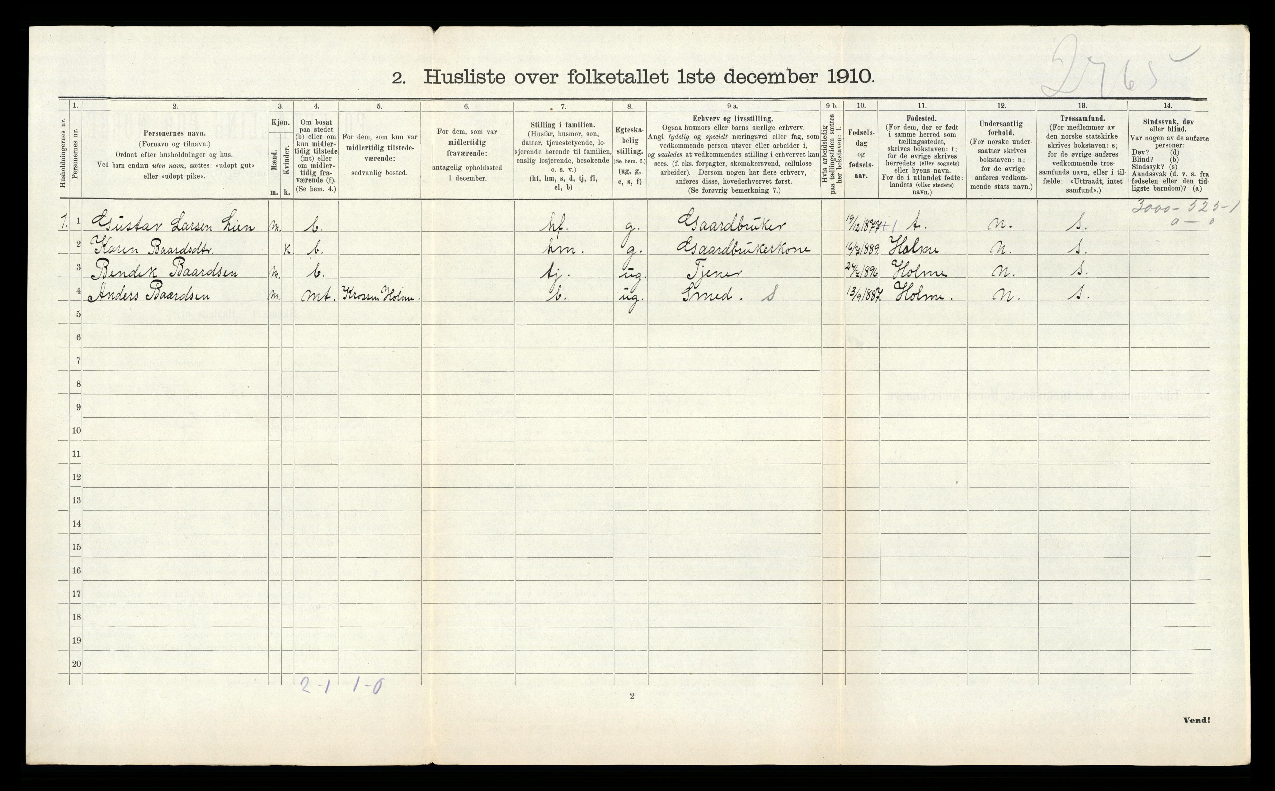 RA, 1910 census for Søgne, 1910, p. 1237