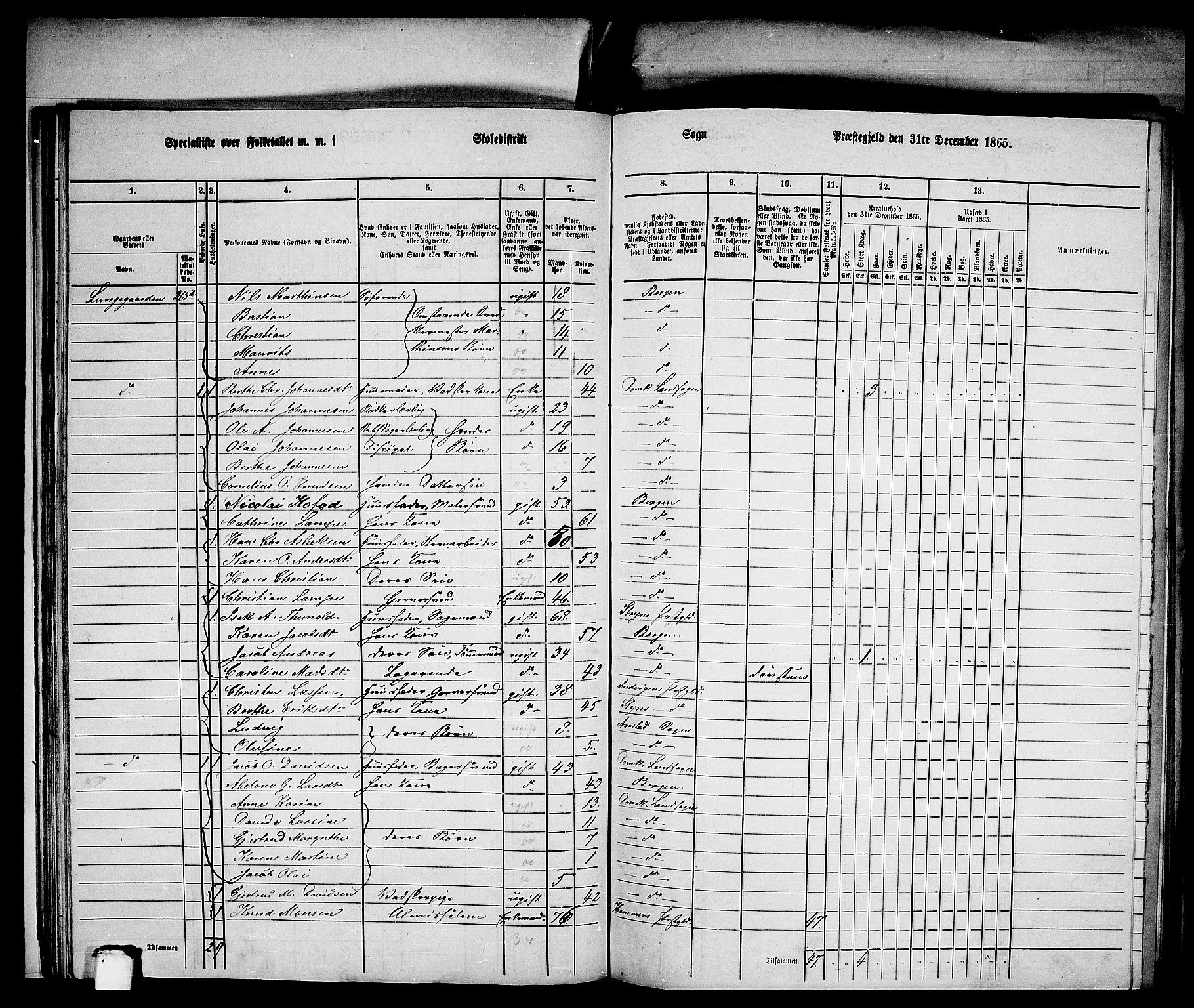 RA, 1865 census for Bergen Landdistrikt/Domkirken og Korskirken, 1865, p. 40