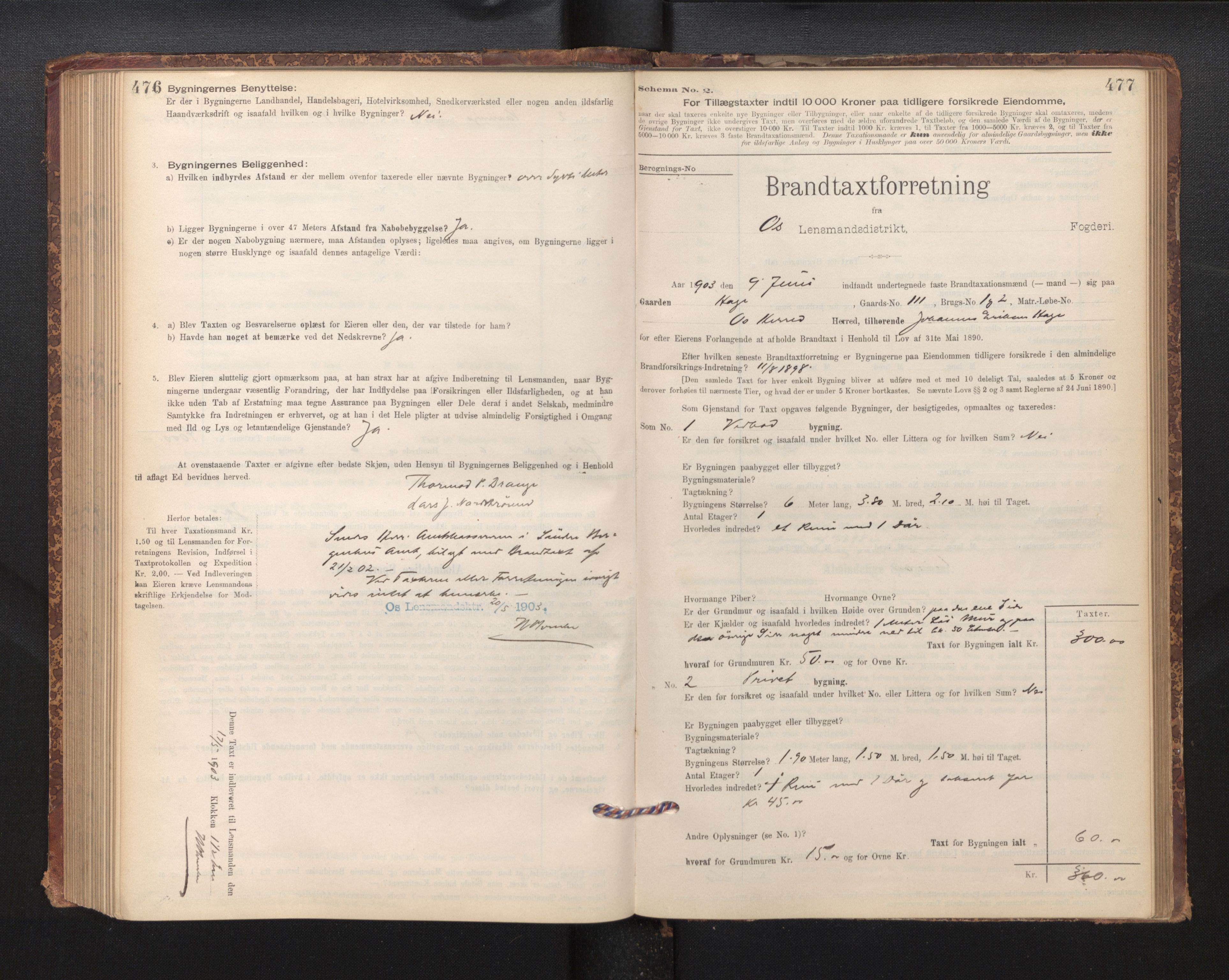 Lensmannen i Os, SAB/A-34101/0012/L0008: Branntakstprotokoll, skjematakst, 1894-1915, p. 476-477