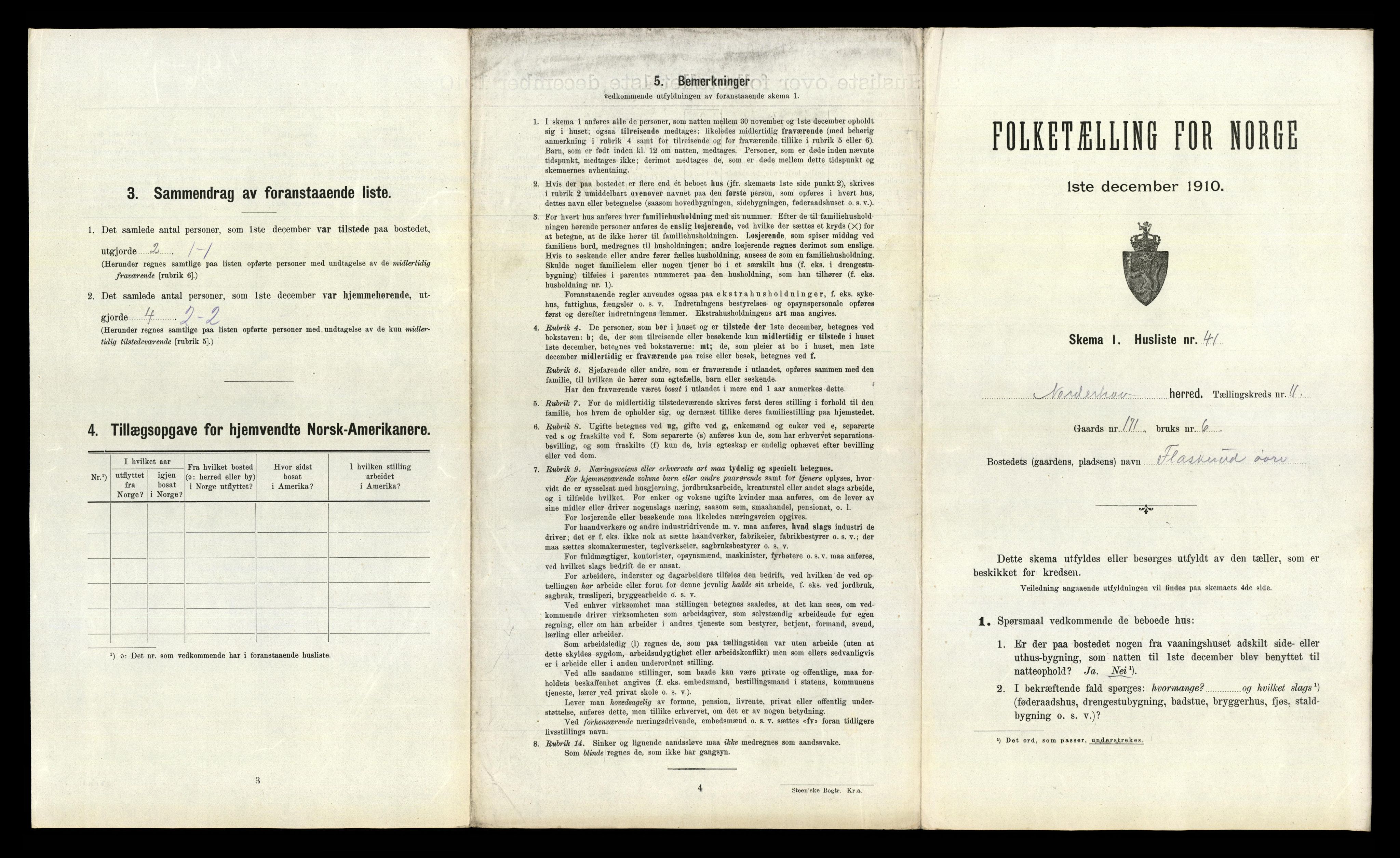 RA, 1910 census for Norderhov, 1910, p. 2812