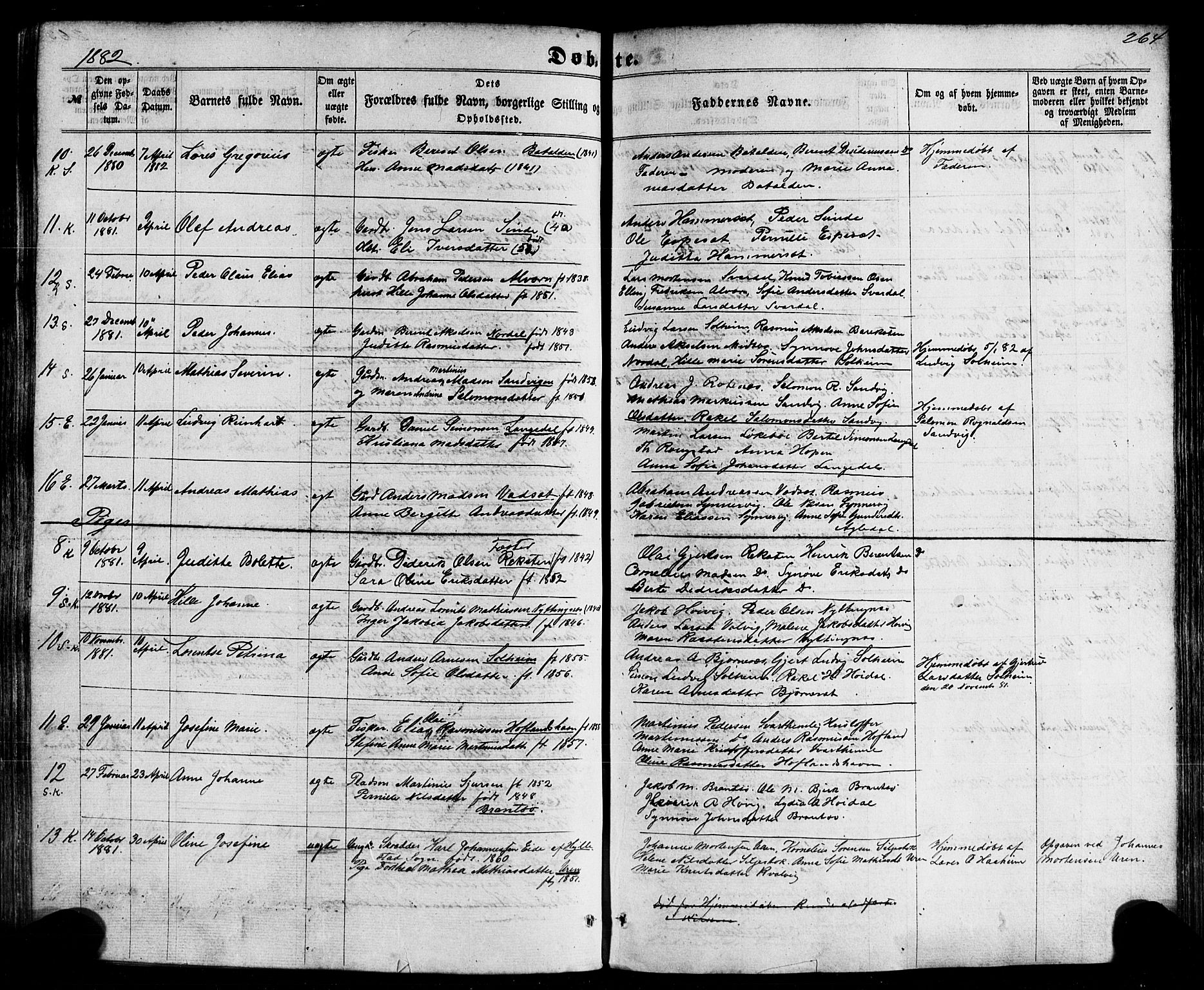 Kinn sokneprestembete, SAB/A-80801/H/Haa/Haaa/L0006: Parish register (official) no. A 6, 1857-1885, p. 264