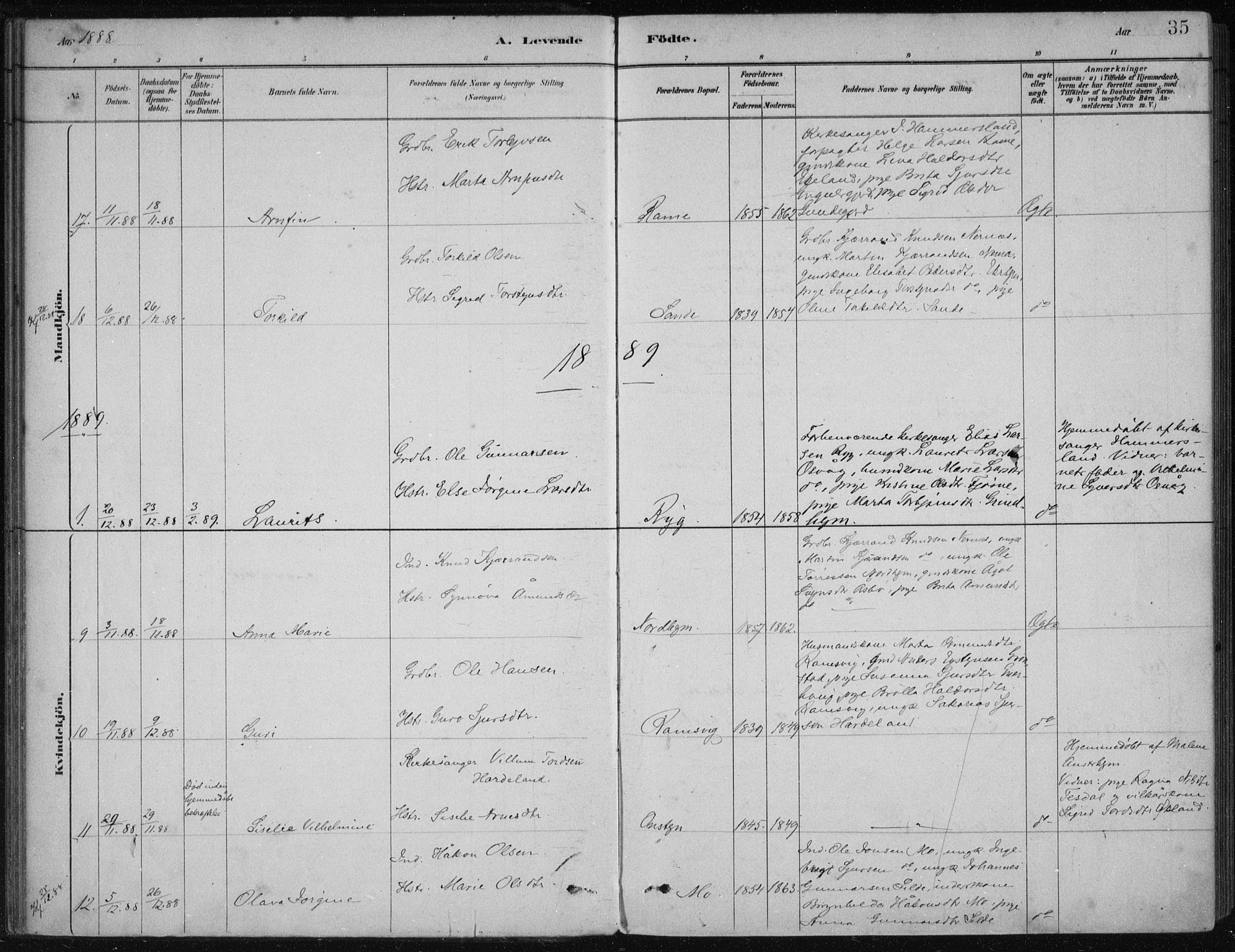 Etne sokneprestembete, SAB/A-75001/H/Haa: Parish register (official) no. D  1, 1879-1919, p. 35