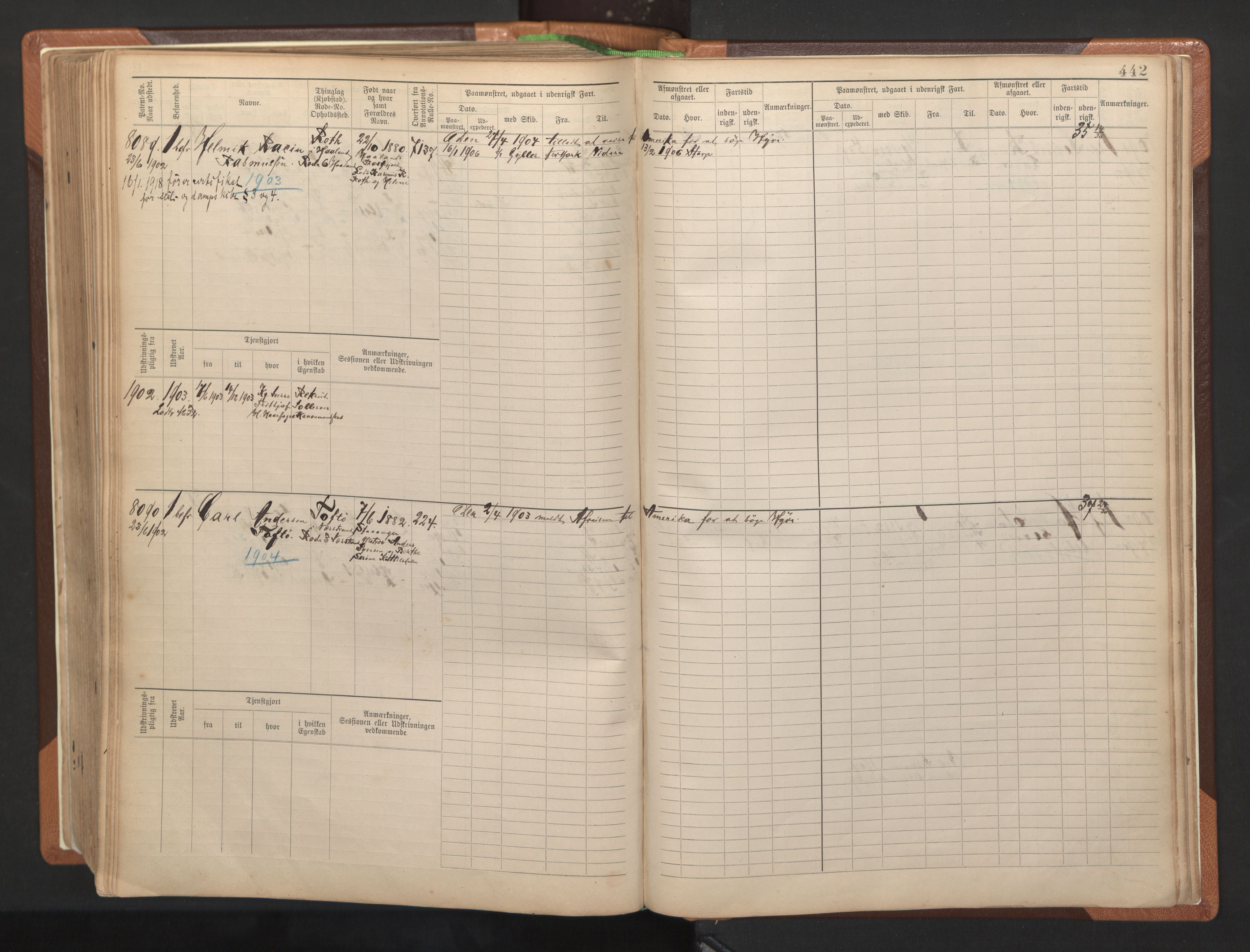 Stavanger sjømannskontor, AV/SAST-A-102006/F/Fb/Fbb/L0012: Sjøfartshovedrulle, patentnr. 7207-8158, 1894-1904, p. 446