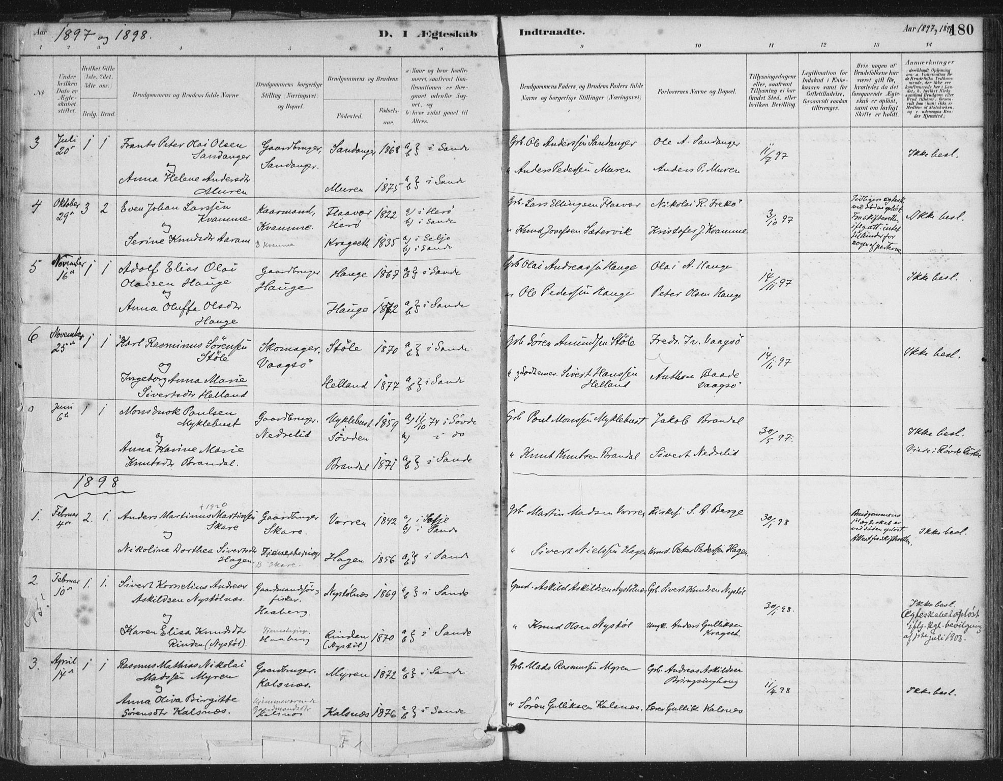 Ministerialprotokoller, klokkerbøker og fødselsregistre - Møre og Romsdal, SAT/A-1454/503/L0037: Parish register (official) no. 503A05, 1884-1900, p. 180
