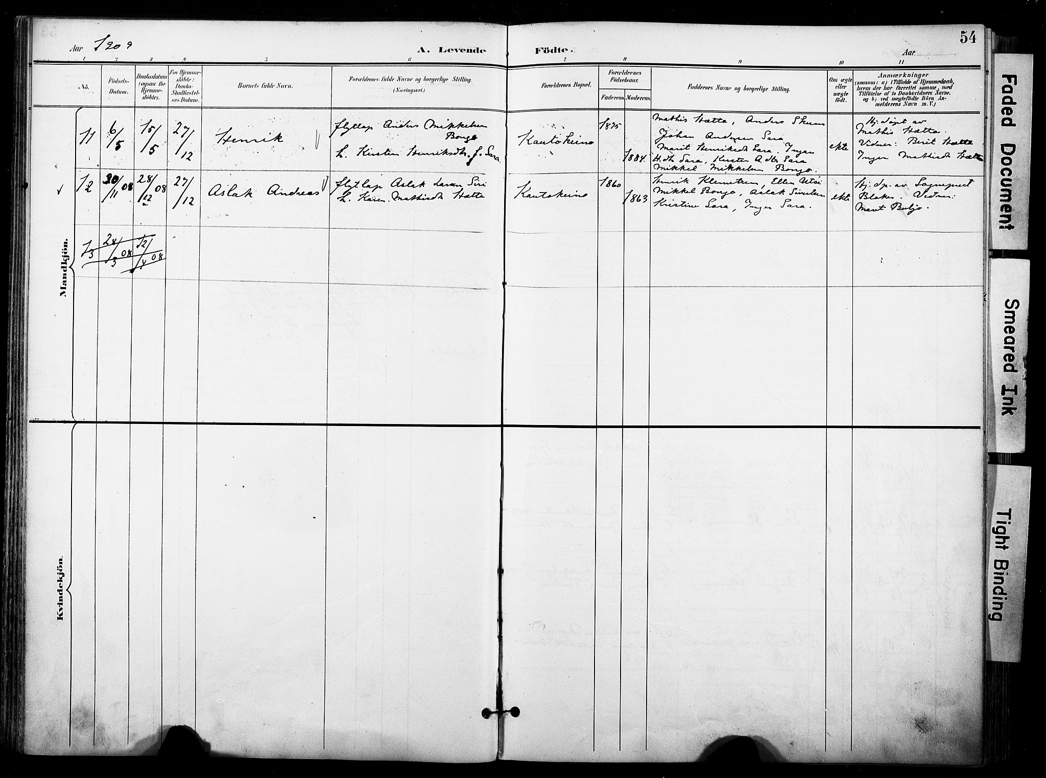 Kautokeino sokneprestembete, AV/SATØ-S-1340/H/Ha/L0005.kirke: Parish register (official) no. 5, 1896-1916, p. 54