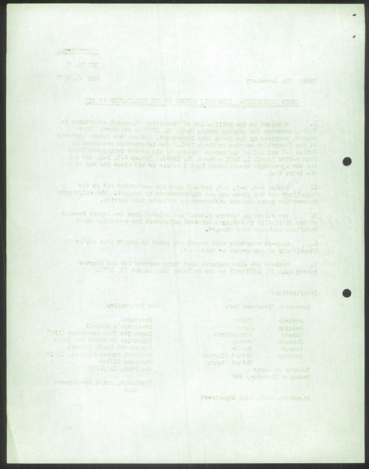 Direktoratet for utviklingshjelp (NORAD), AV/RA-S-6670/E/Ea/Eab/L0078: Asia: India. India-konsortiet, 1969-1970, p. 4