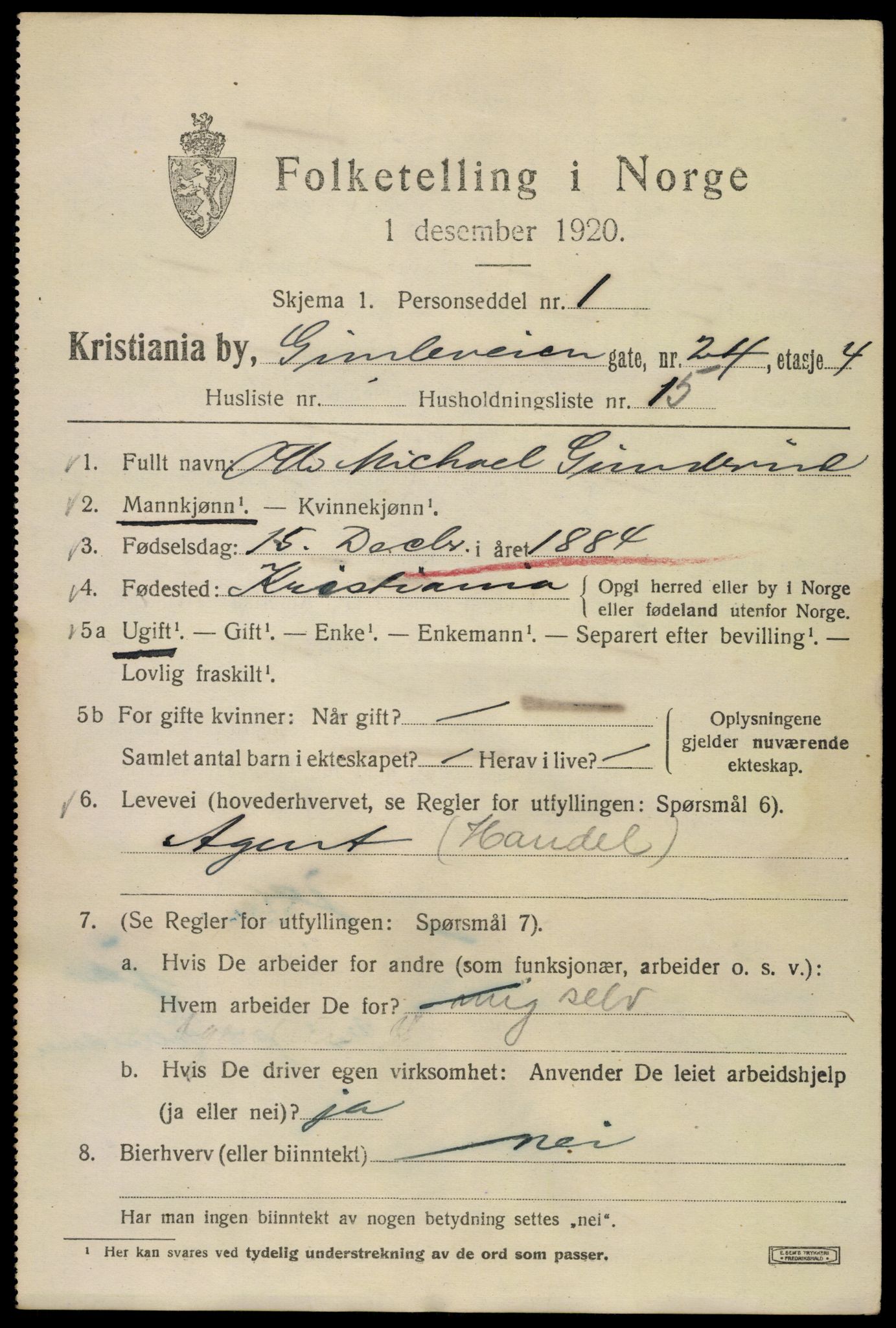 SAO, 1920 census for Kristiania, 1920, p. 248039