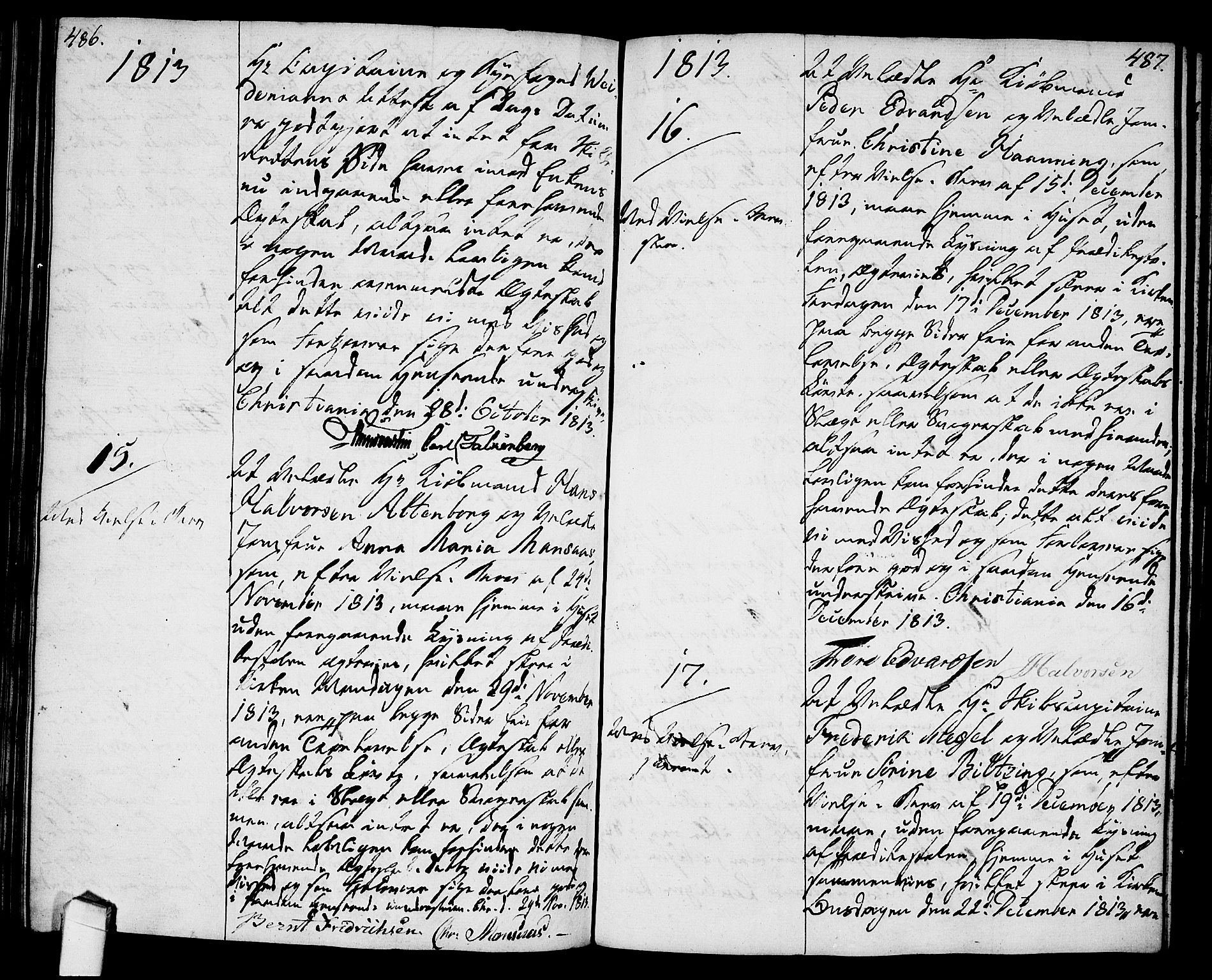 Oslo domkirke Kirkebøker, AV/SAO-A-10752/L/La/L0011: Best man's statements no. 11, 1807-1819, p. 486-487