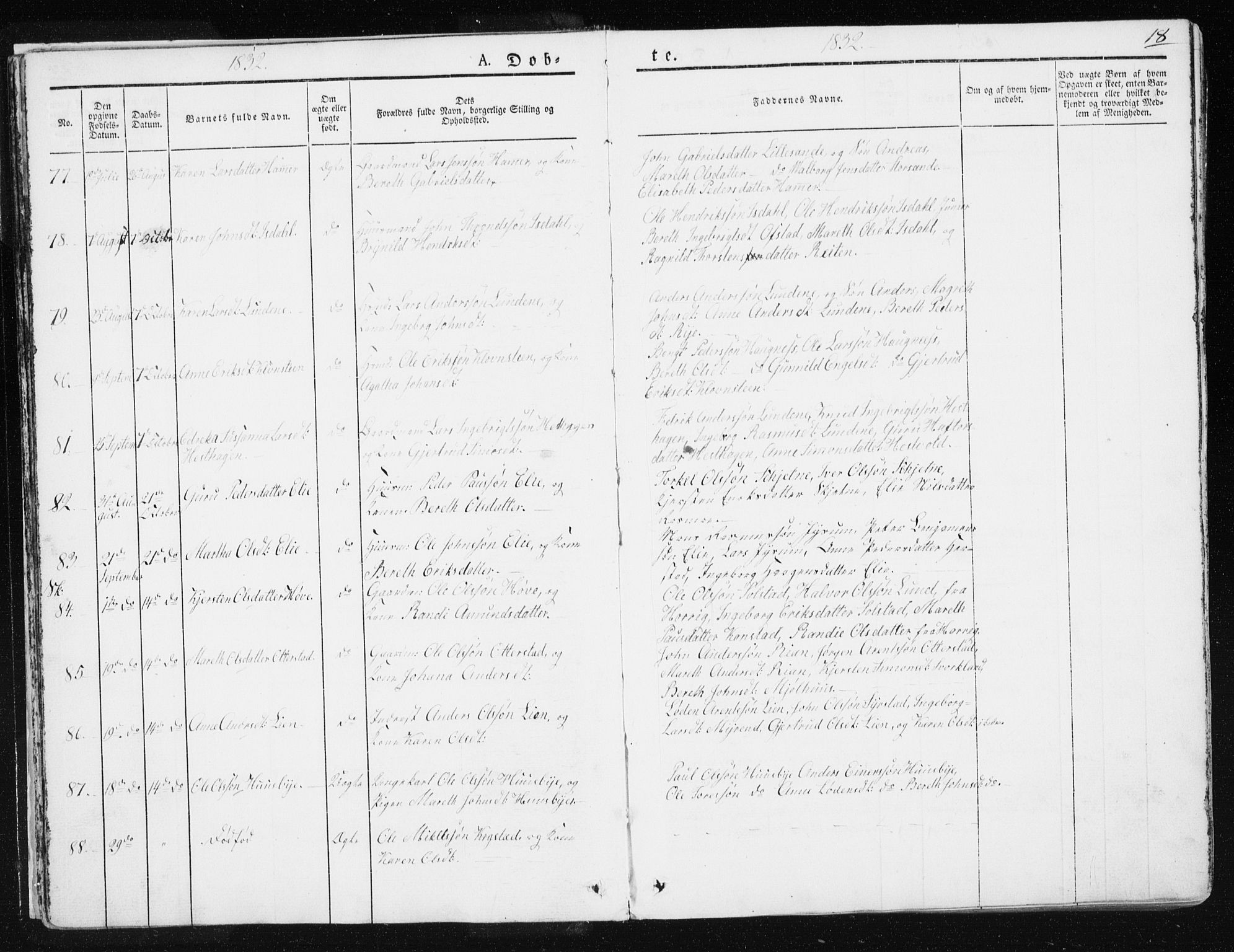 Ministerialprotokoller, klokkerbøker og fødselsregistre - Sør-Trøndelag, SAT/A-1456/665/L0771: Parish register (official) no. 665A06, 1830-1856, p. 18