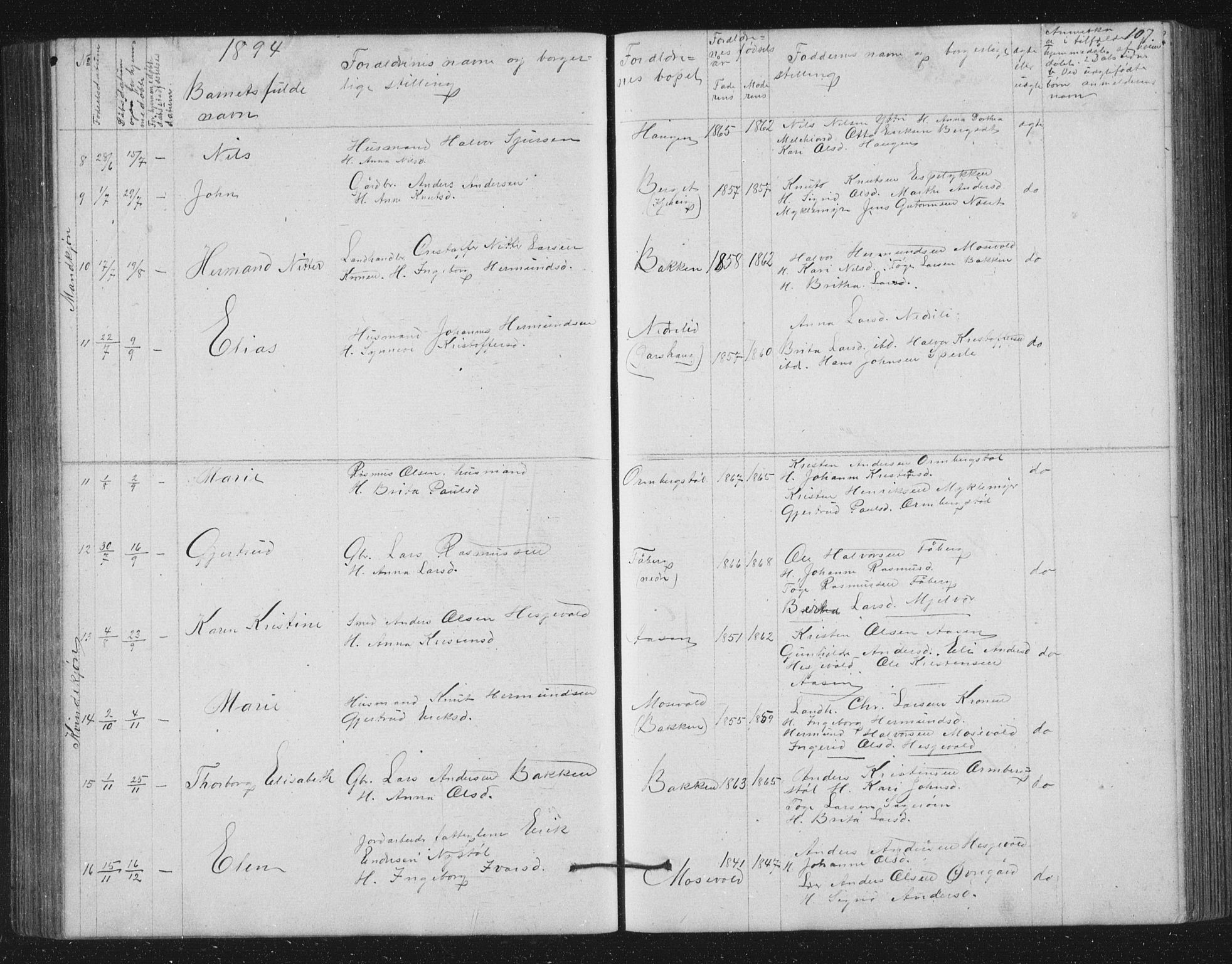 Jostedal sokneprestembete, AV/SAB-A-80601/H/Hab/Haba/L0001: Parish register (copy) no. A 1, 1861-1906, p. 107