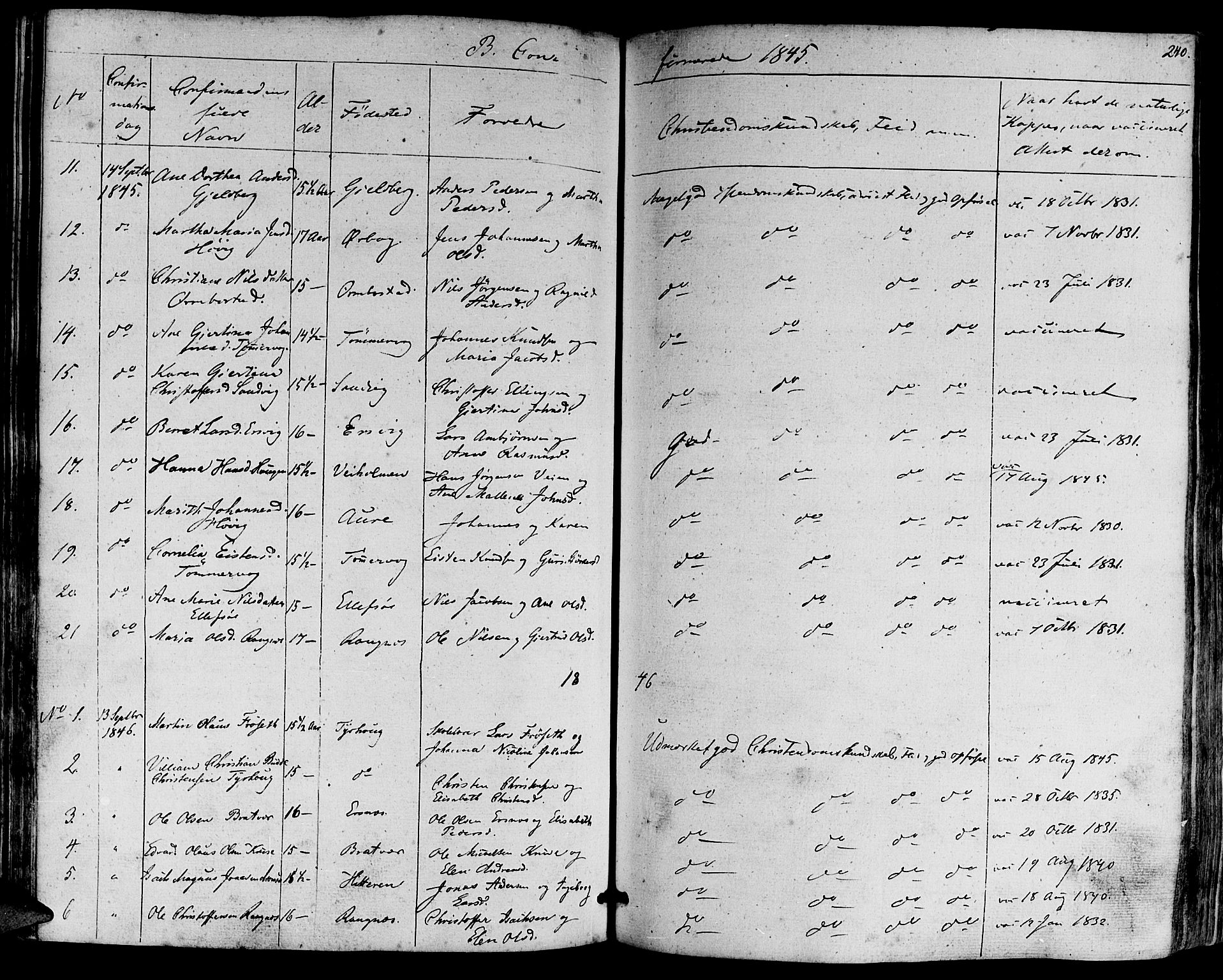 Ministerialprotokoller, klokkerbøker og fødselsregistre - Møre og Romsdal, AV/SAT-A-1454/581/L0936: Parish register (official) no. 581A04, 1836-1852, p. 240