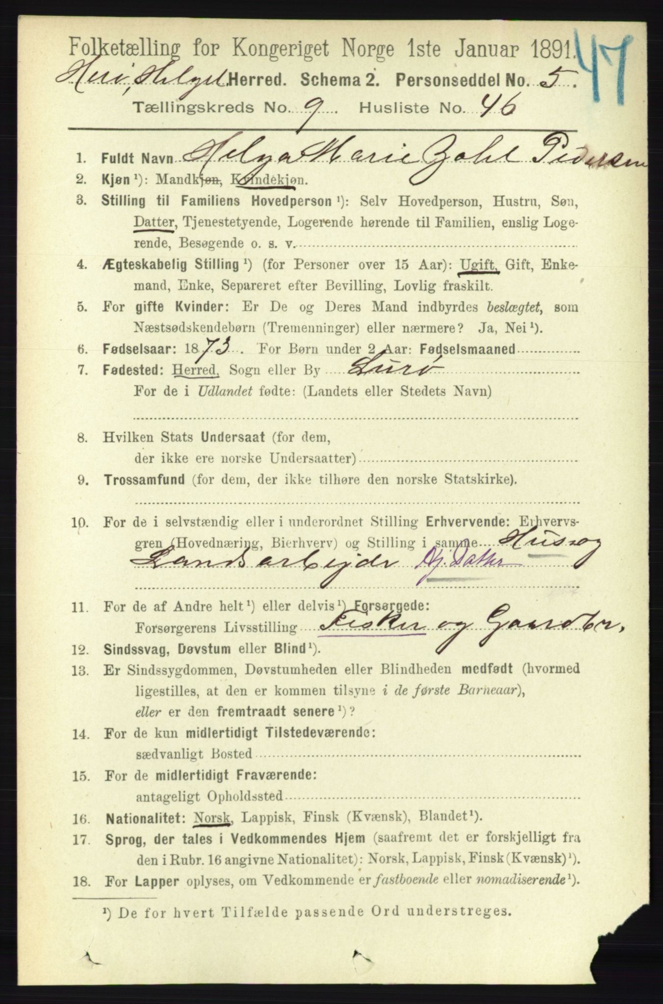 RA, 1891 census for 1818 Herøy, 1891, p. 3846