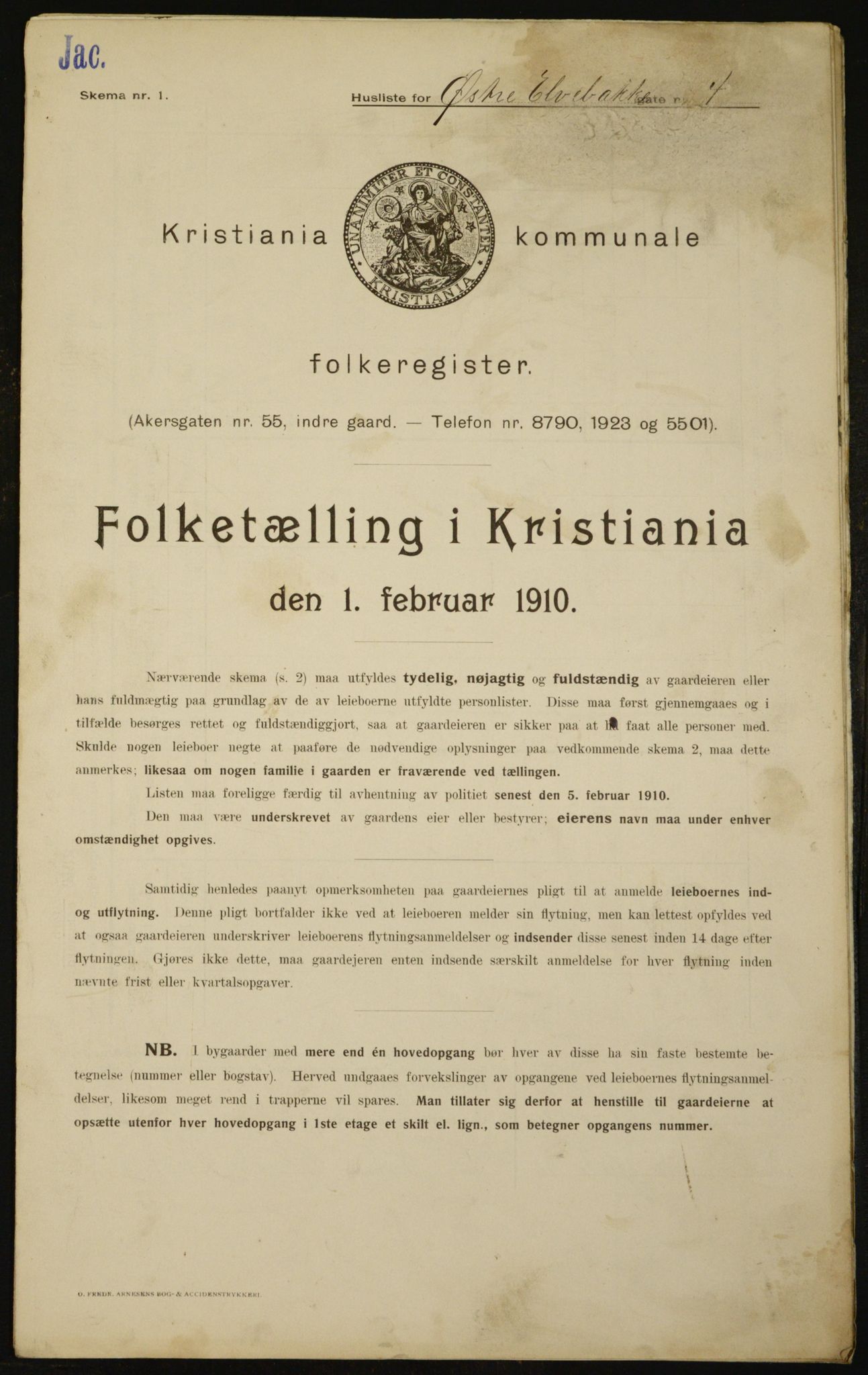 OBA, Municipal Census 1910 for Kristiania, 1910, p. 122687