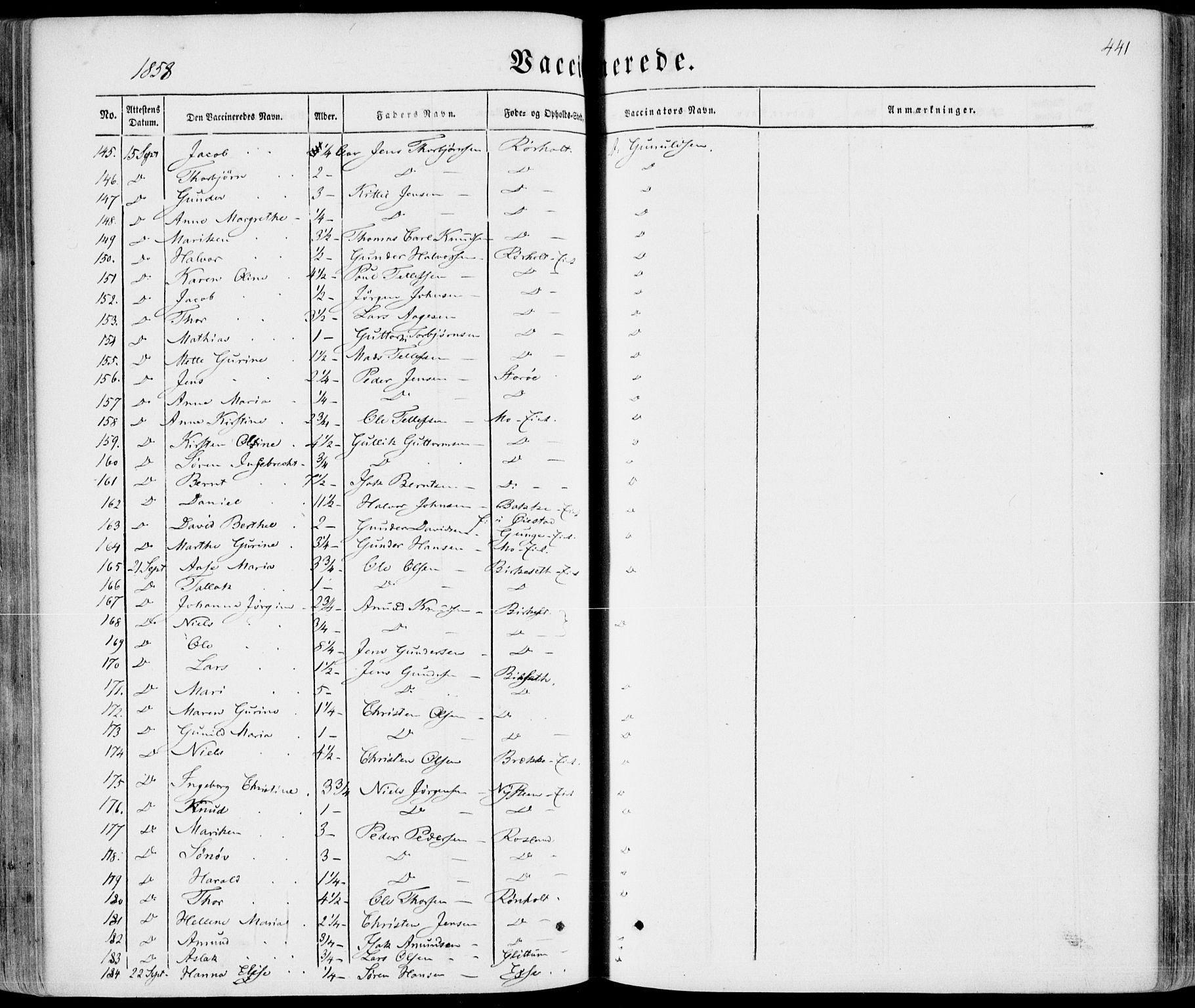 Bamble kirkebøker, AV/SAKO-A-253/F/Fa/L0005: Parish register (official) no. I 5, 1854-1869, p. 441